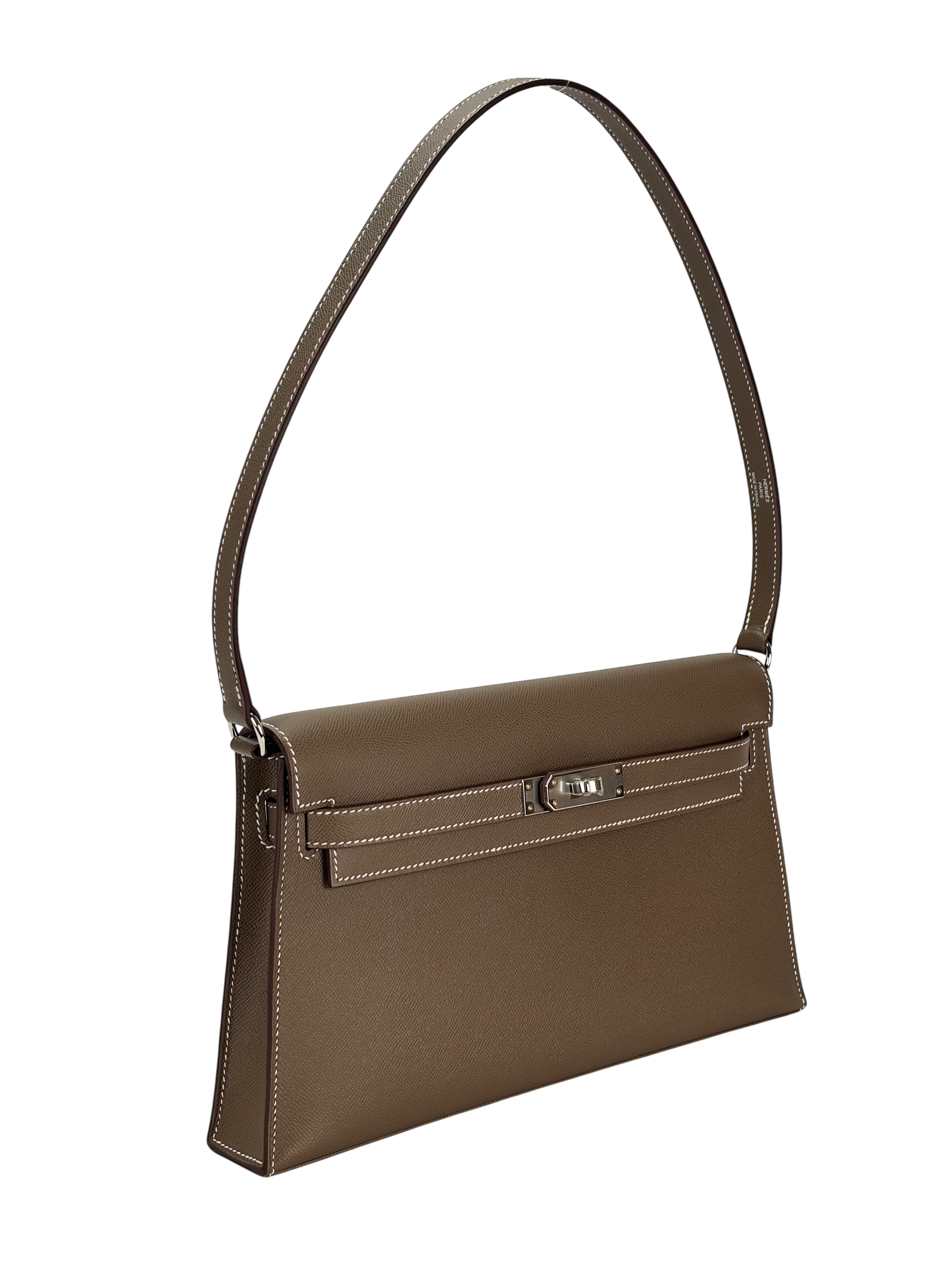 HERMES - Kelly Elan 28 Etoupe Madame Palladium Hardware