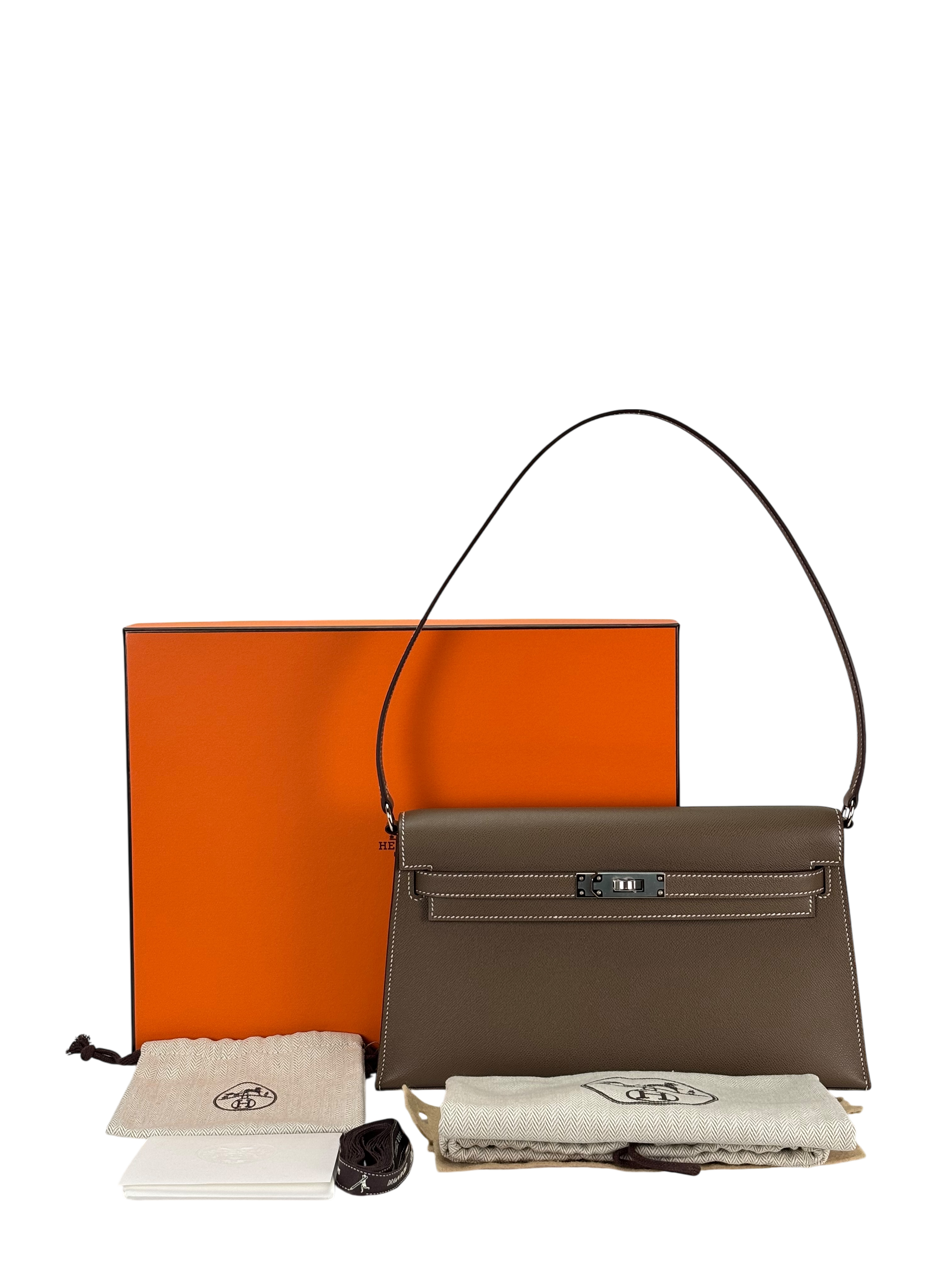 HERMES - Kelly Elan 28 Etoupe Madame Palladium Hardware