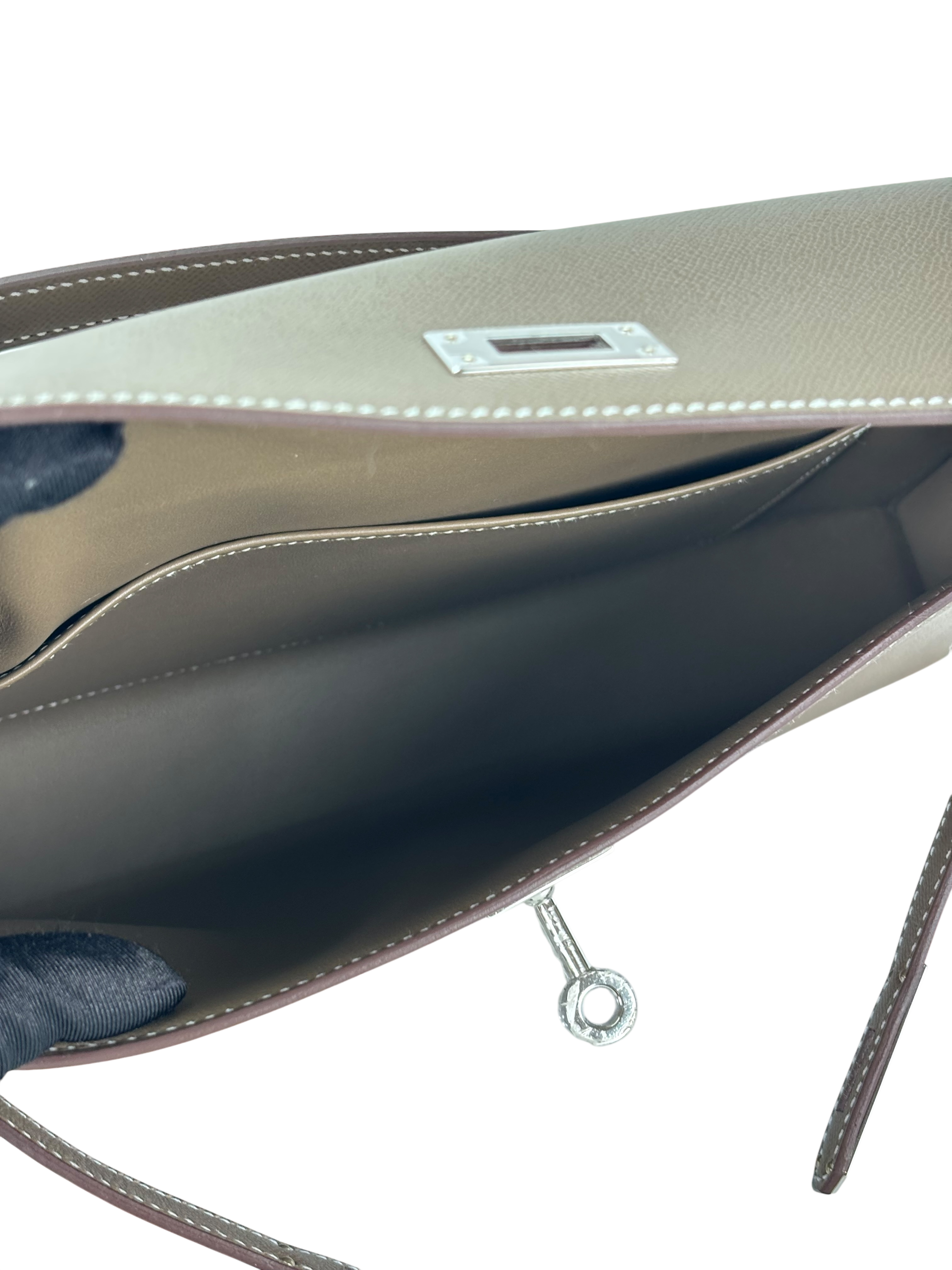 HERMES - Kelly Elan 28 Etoupe Madame Palladium Hardware