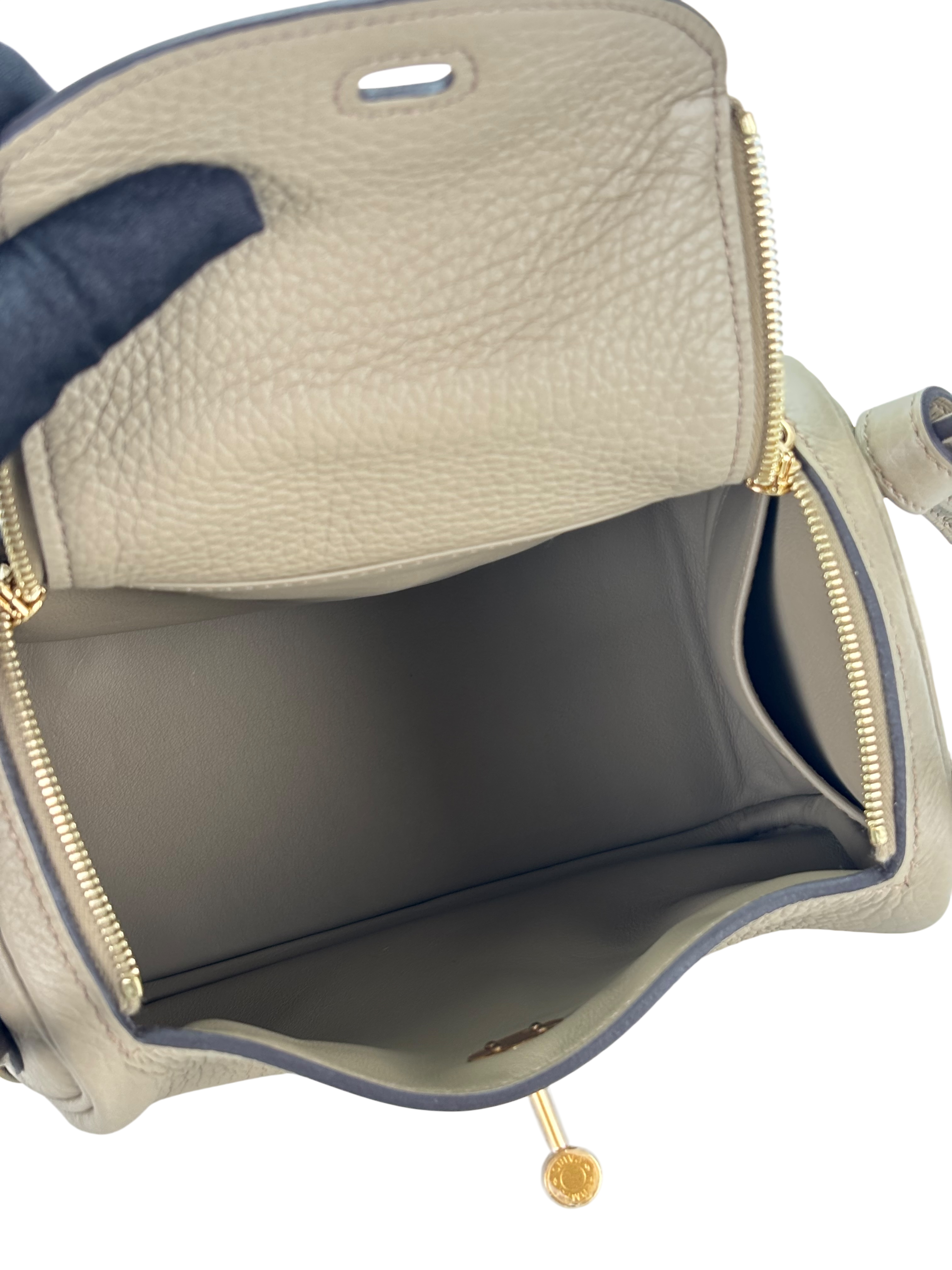 HERMES - Mini Lindy Beige Marfa TC Gold Hardware 