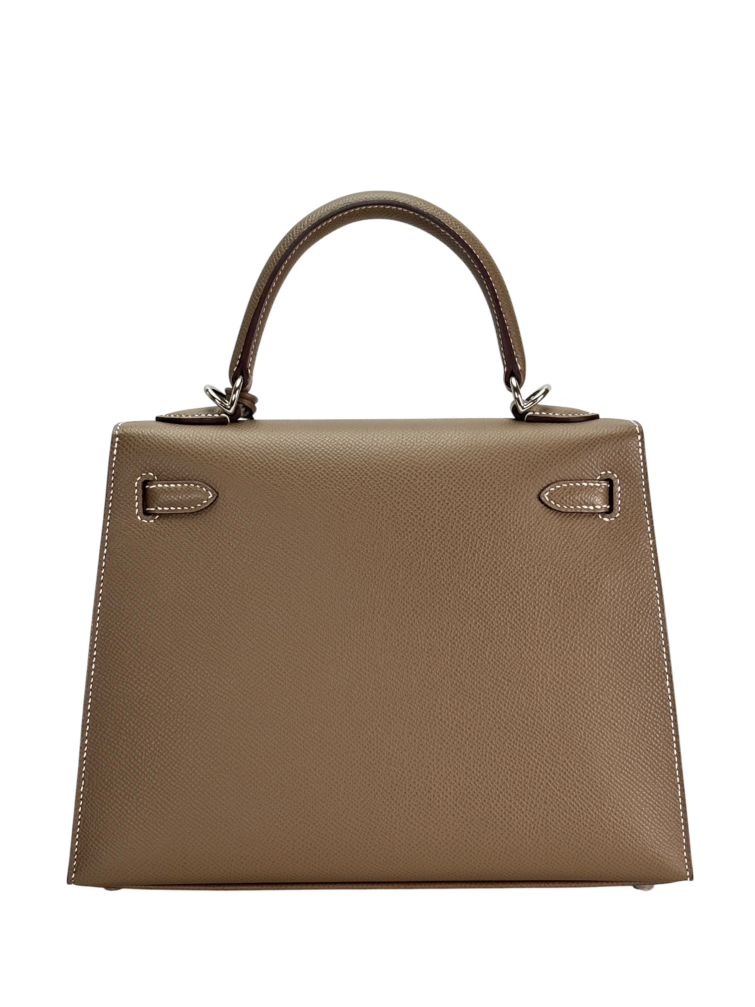 HERMES - Kelly 25 Etoupe Epsom Palladium Hardware