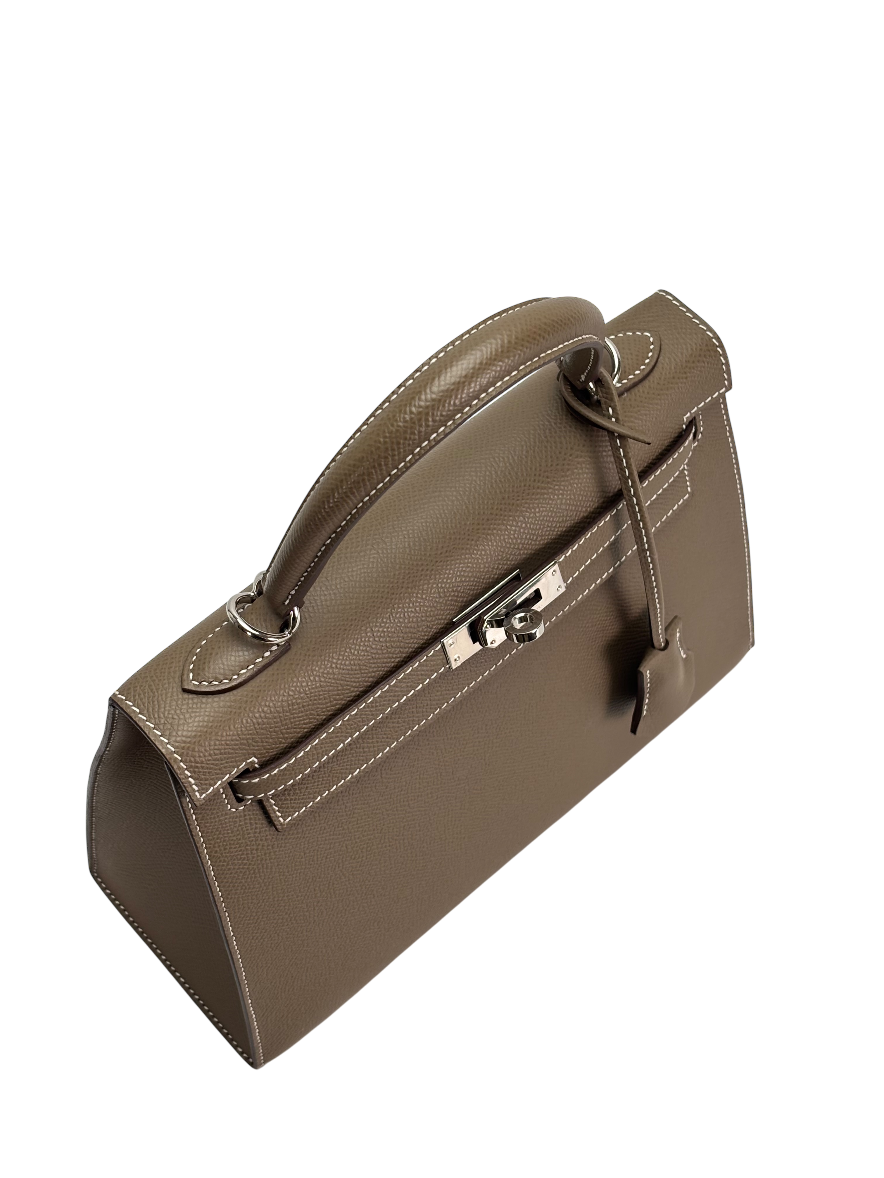 HERMES - Kelly 25 Etoupe Epsom Palladium Hardware