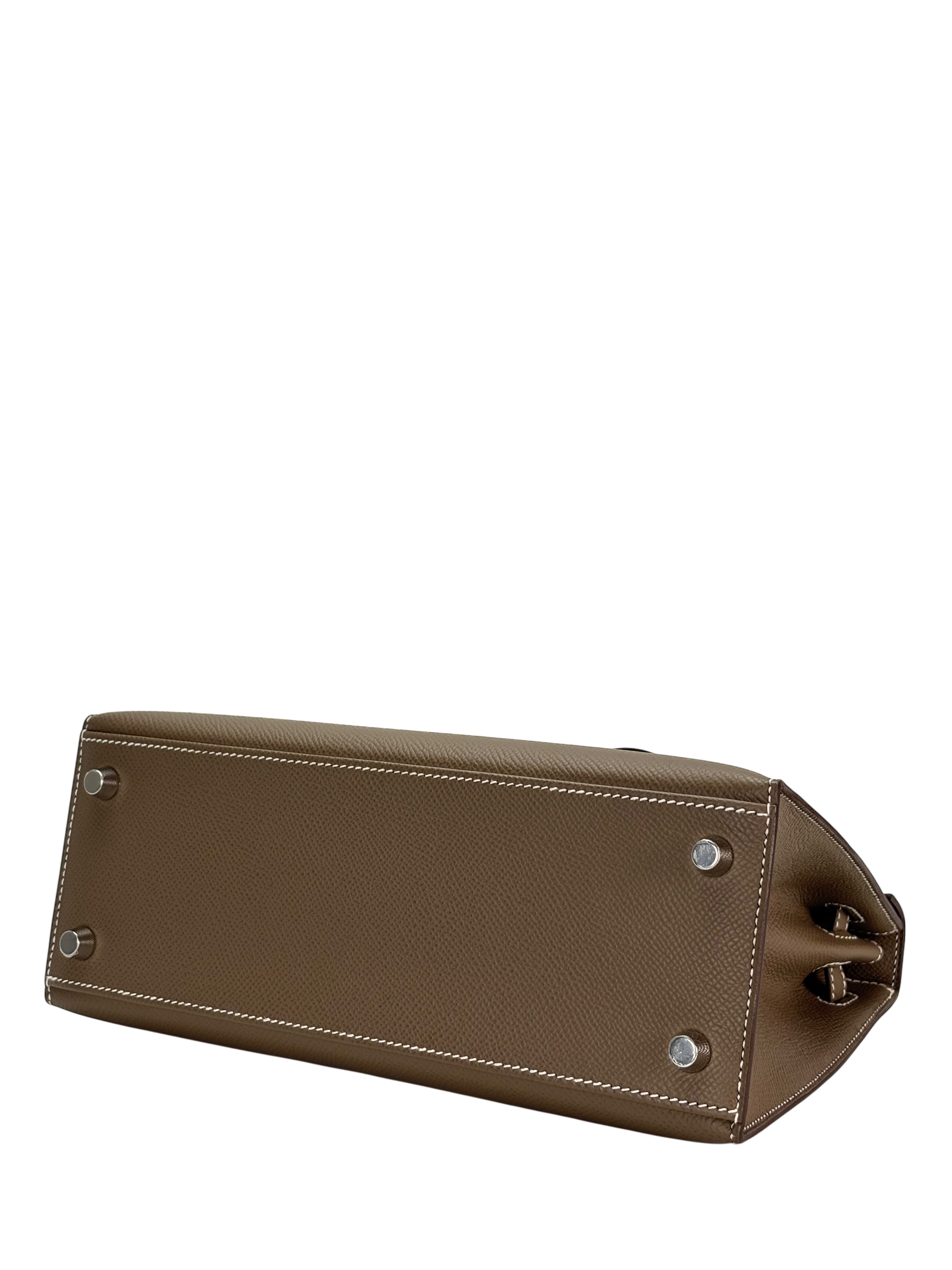 HERMES - Kelly 25 Etoupe Epsom Palladium Hardware