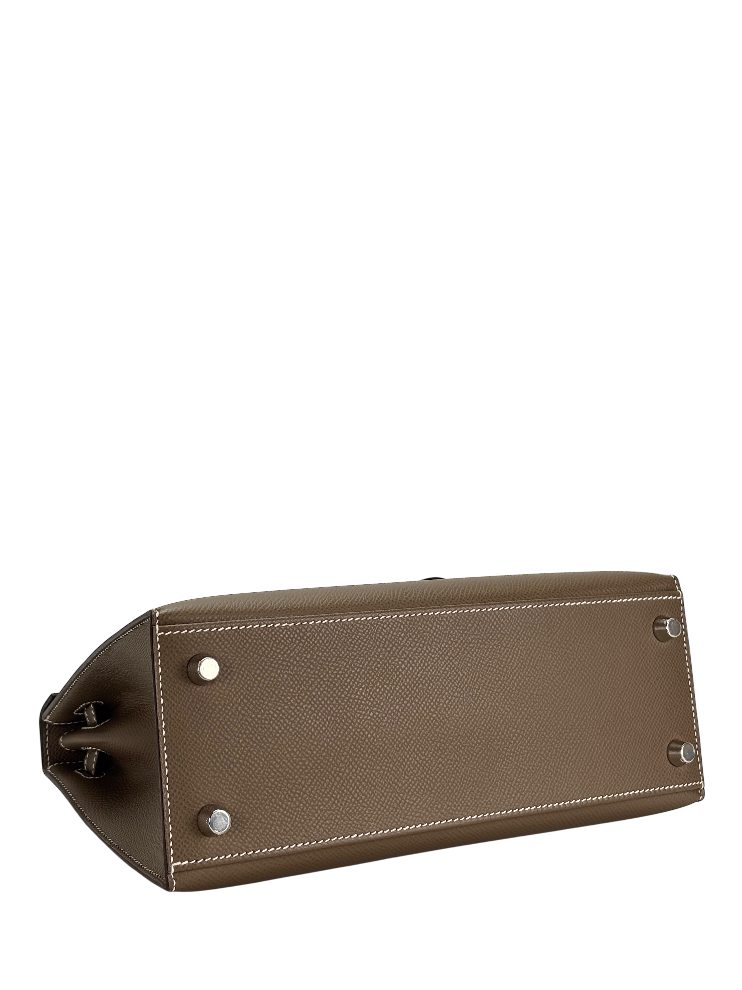 HERMES - Kelly 25 Etoupe Epsom Palladium Hardware