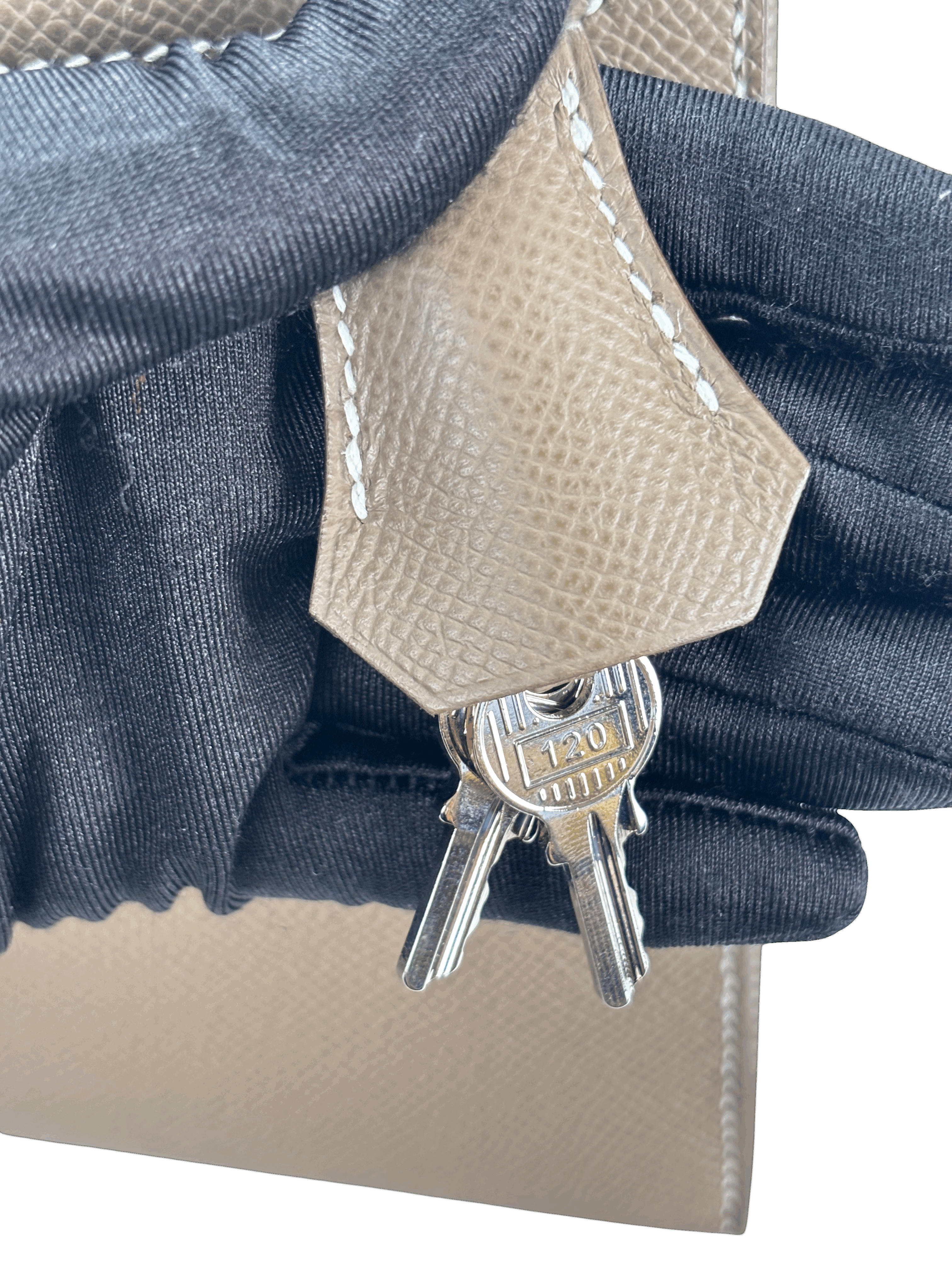 HERMES - Kelly 25 Etoupe Epsom Palladium Hardware