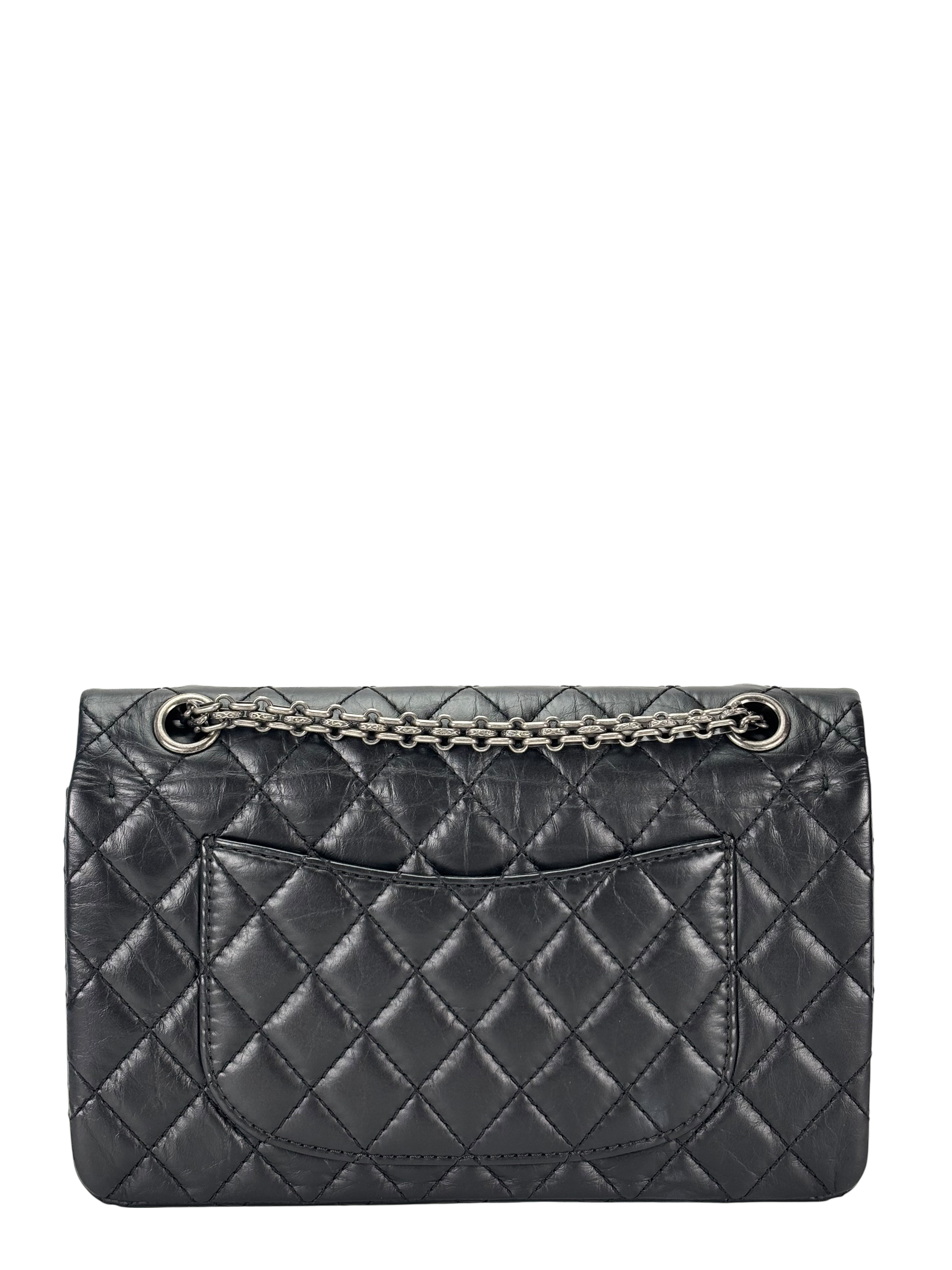CHANEL - 2.55 Reissue 225 Flap Black Calfskin Quilted Ruthenium Hardware