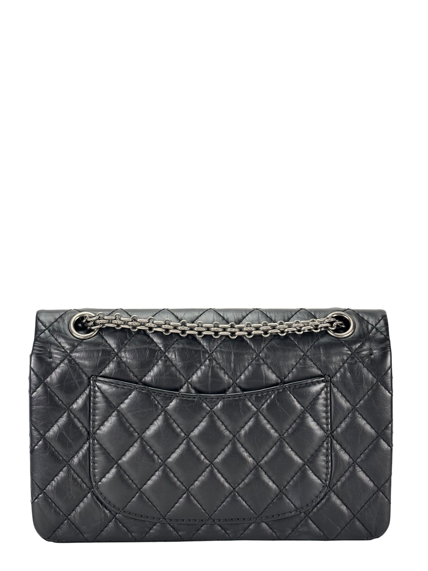 CHANEL - 2.55 Reissue 225 Flap Black Calfskin Quilted Ruthenium Hardware