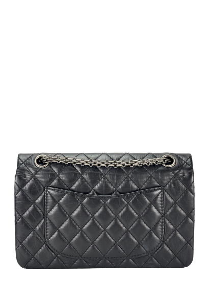CHANEL - 2.55 Reissue 225 Flap Black Calfskin Quilted Ruthenium Hardware