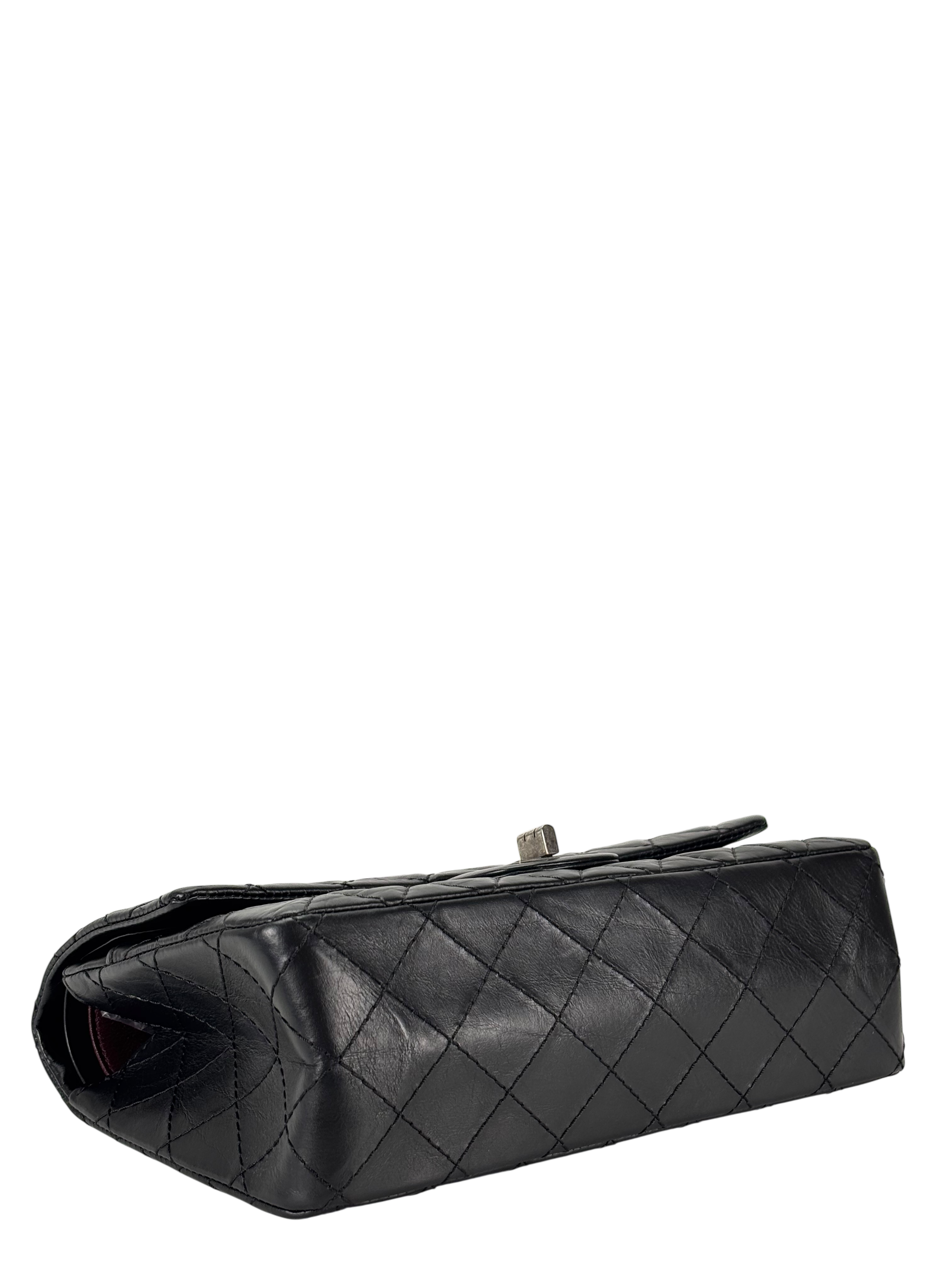 CHANEL - 2.55 Reissue 225 Flap Black Calfskin Quilted Ruthenium Hardware