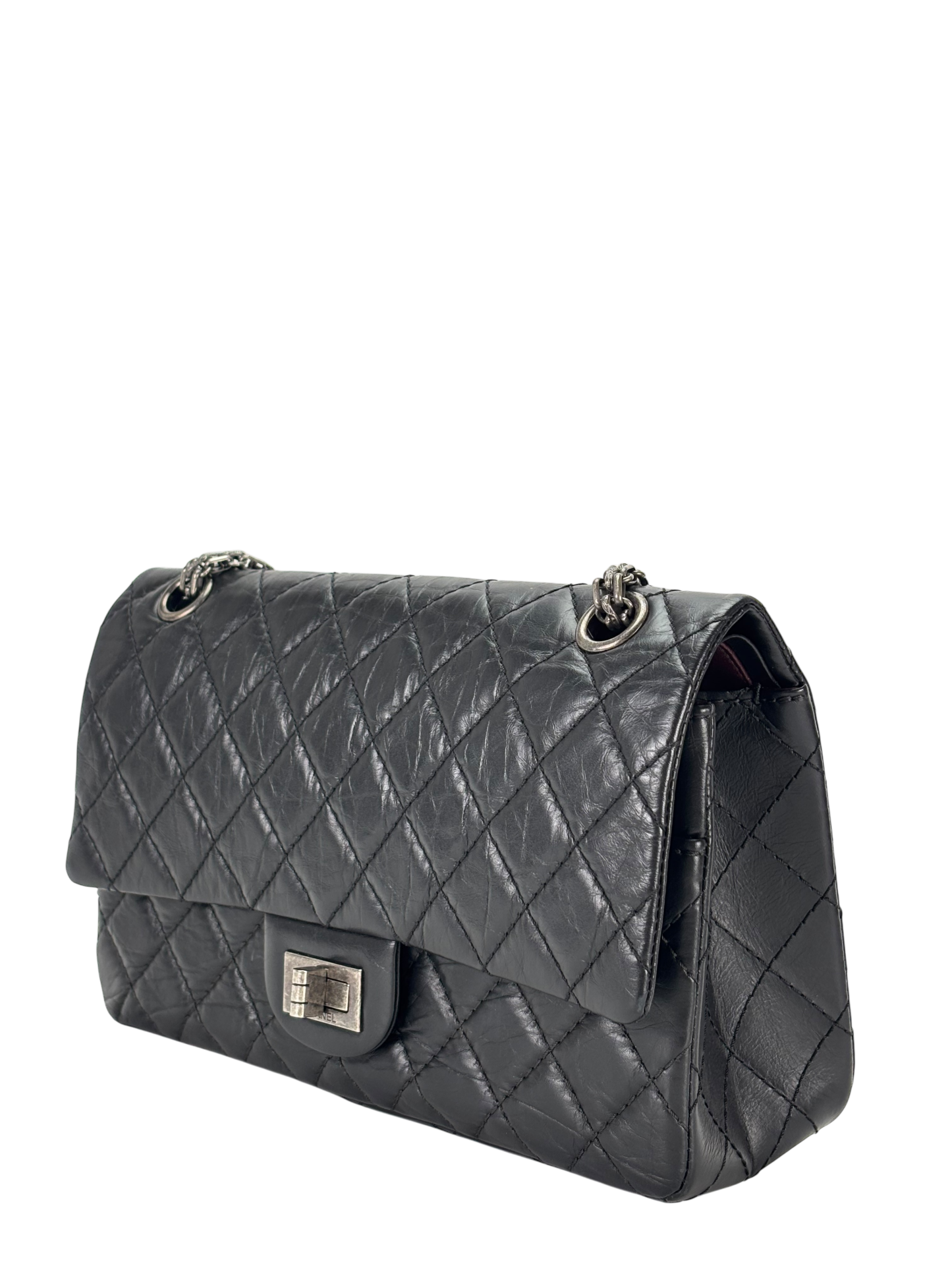 CHANEL - 2.55 Reissue 225 Flap Black Calfskin Quilted Ruthenium Hardware