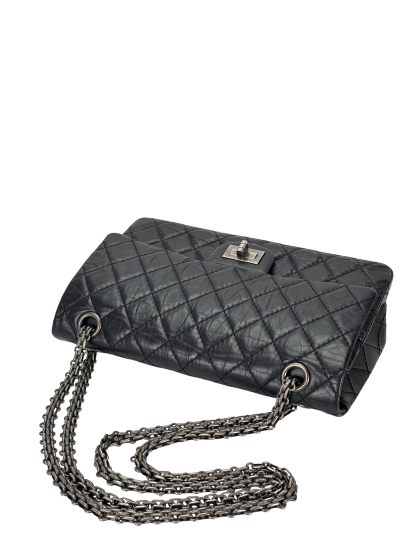CHANEL - 2.55 Reissue 225 Flap Black Calfskin Quilted Ruthenium Hardware