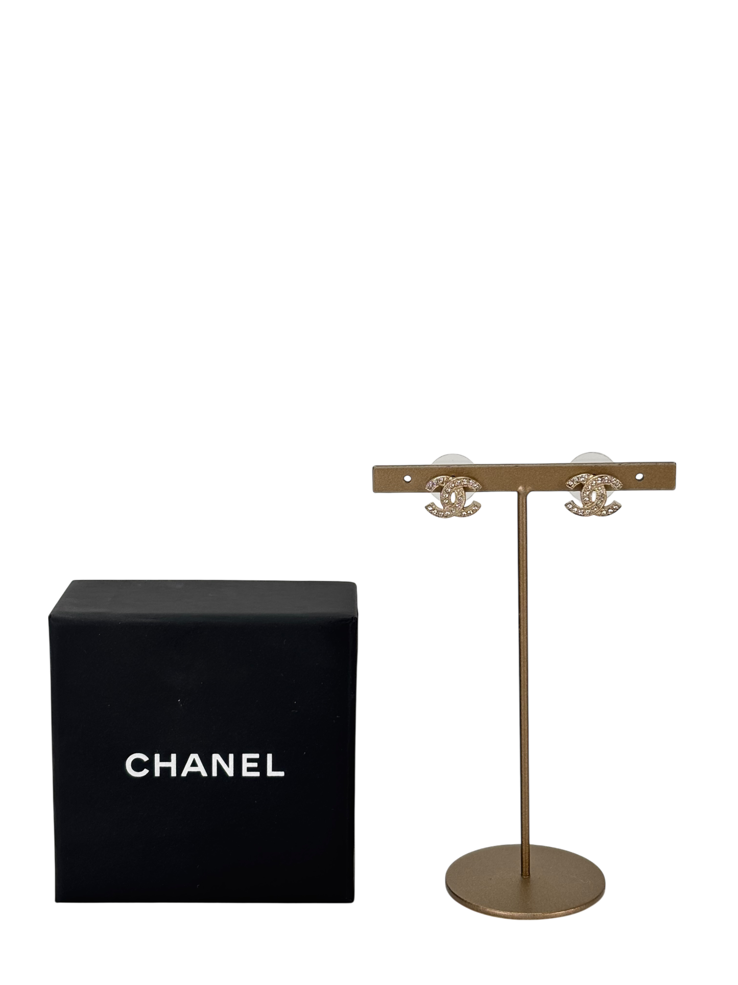 CHANEL - 19V Gold-tone Rhinestone CC Earrings