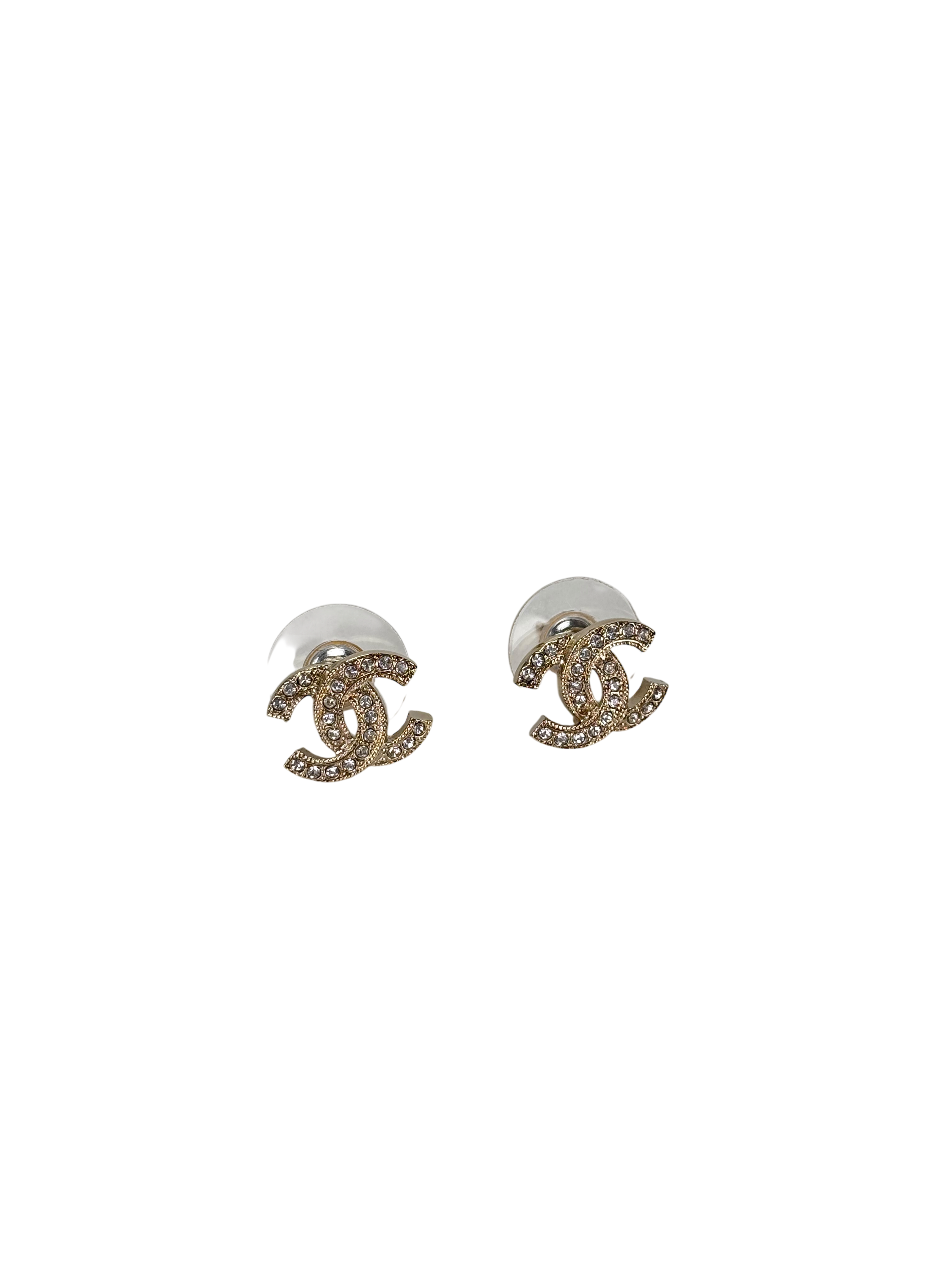 CHANEL - 19V Gold-tone Rhinestone CC Earrings