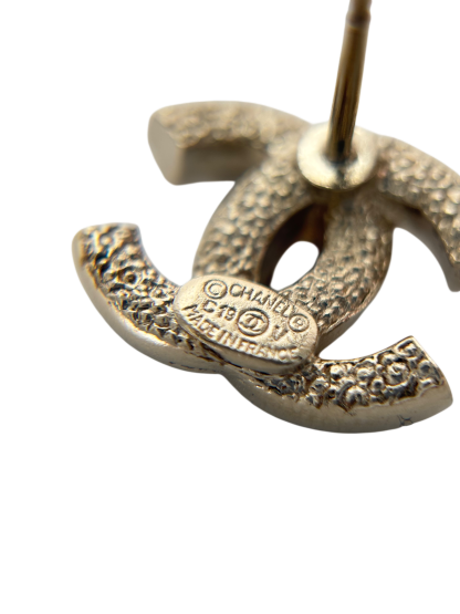 CHANEL - 19V Gold-tone Rhinestone CC Earrings