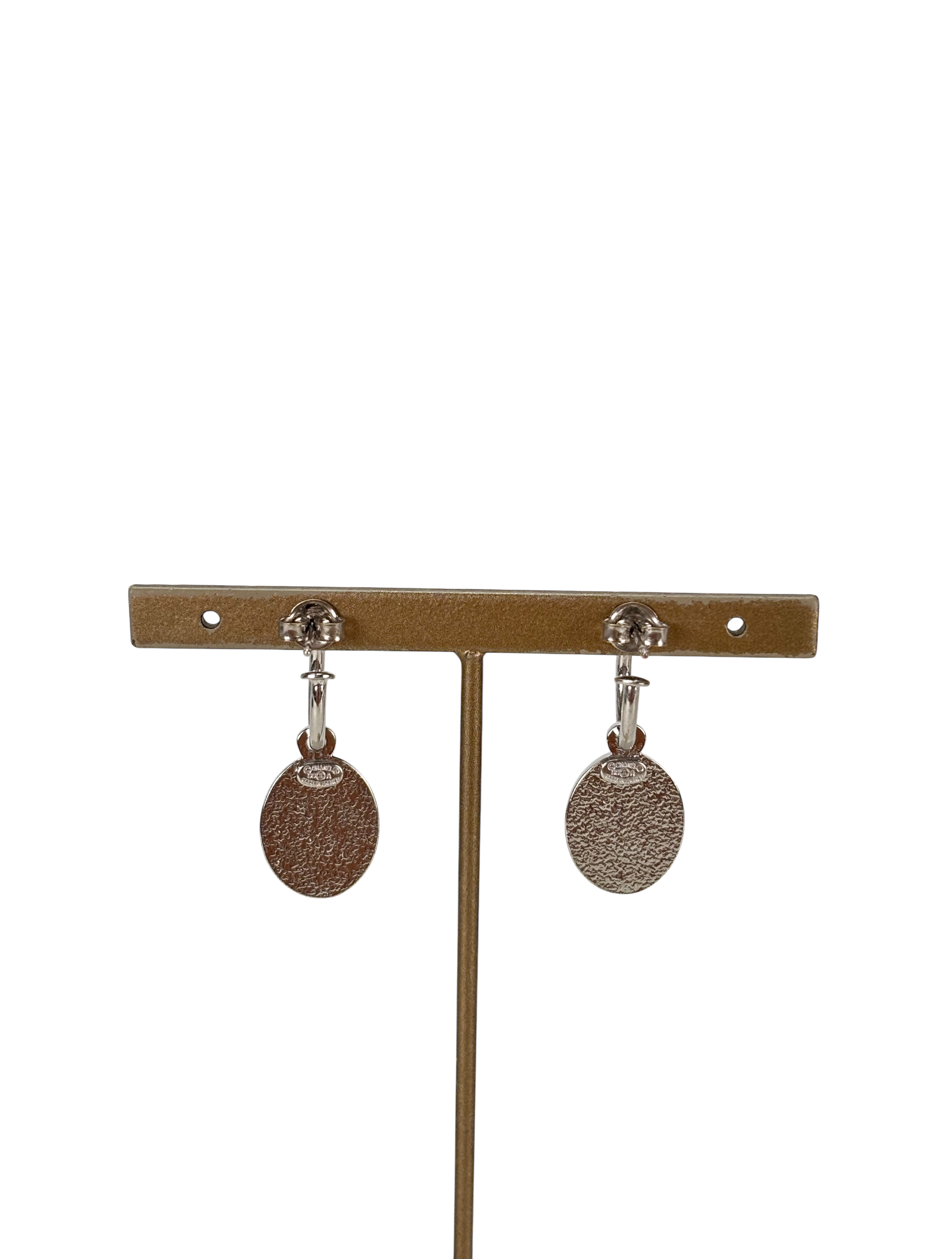 CHANEL - 00A Red Gripoix CC Silver Stone Earrings