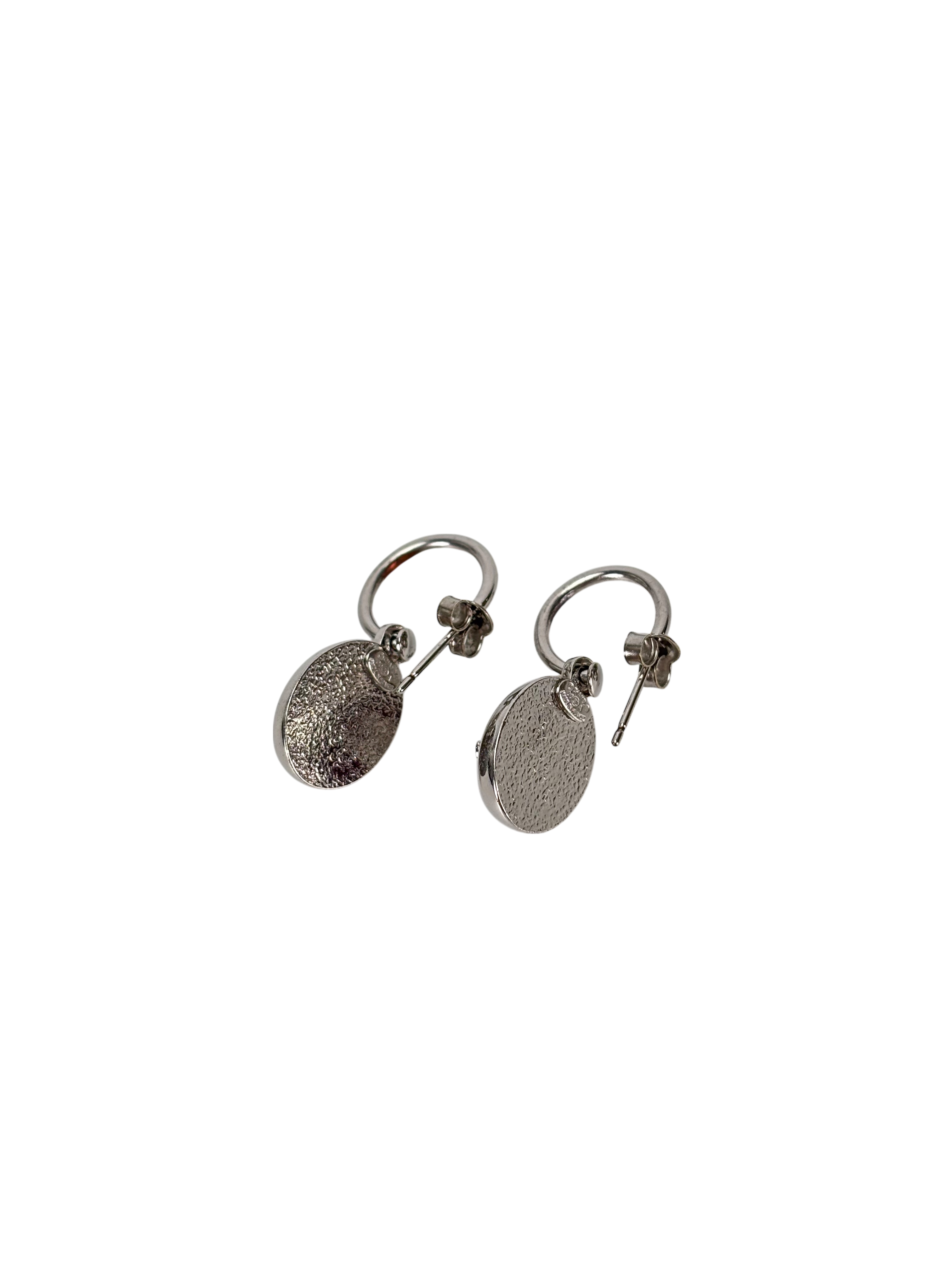 CHANEL - 00A Red Gripoix CC Silver Stone Earrings