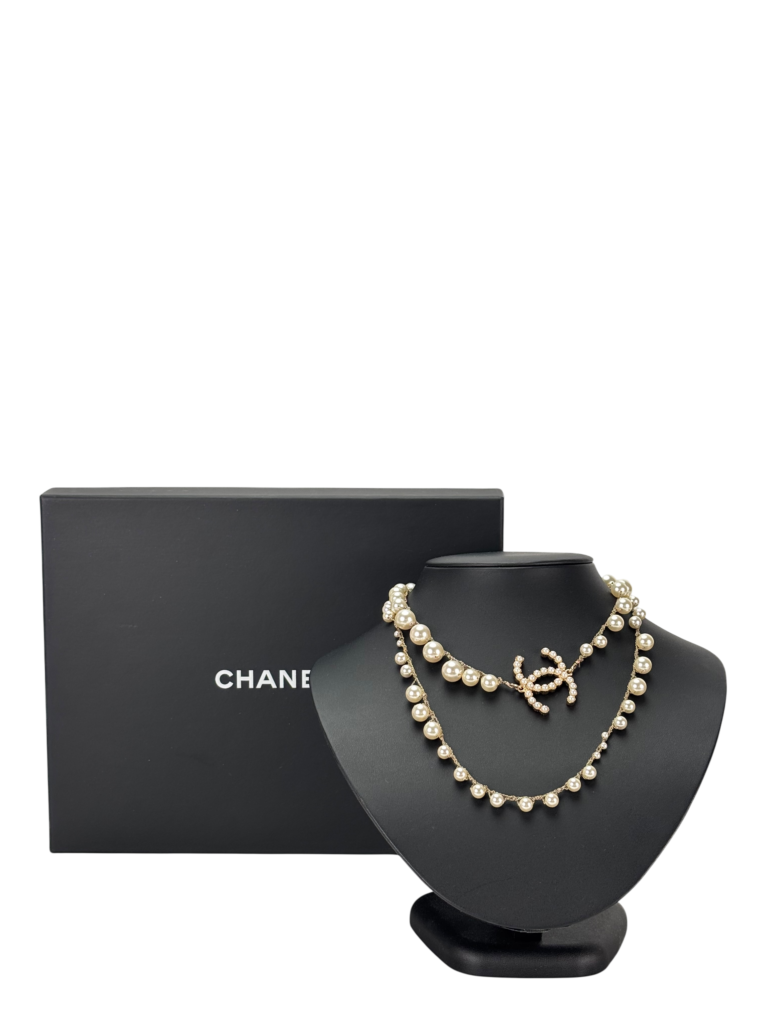CHANEL - Gold-tone Pearl CC Long Necklace