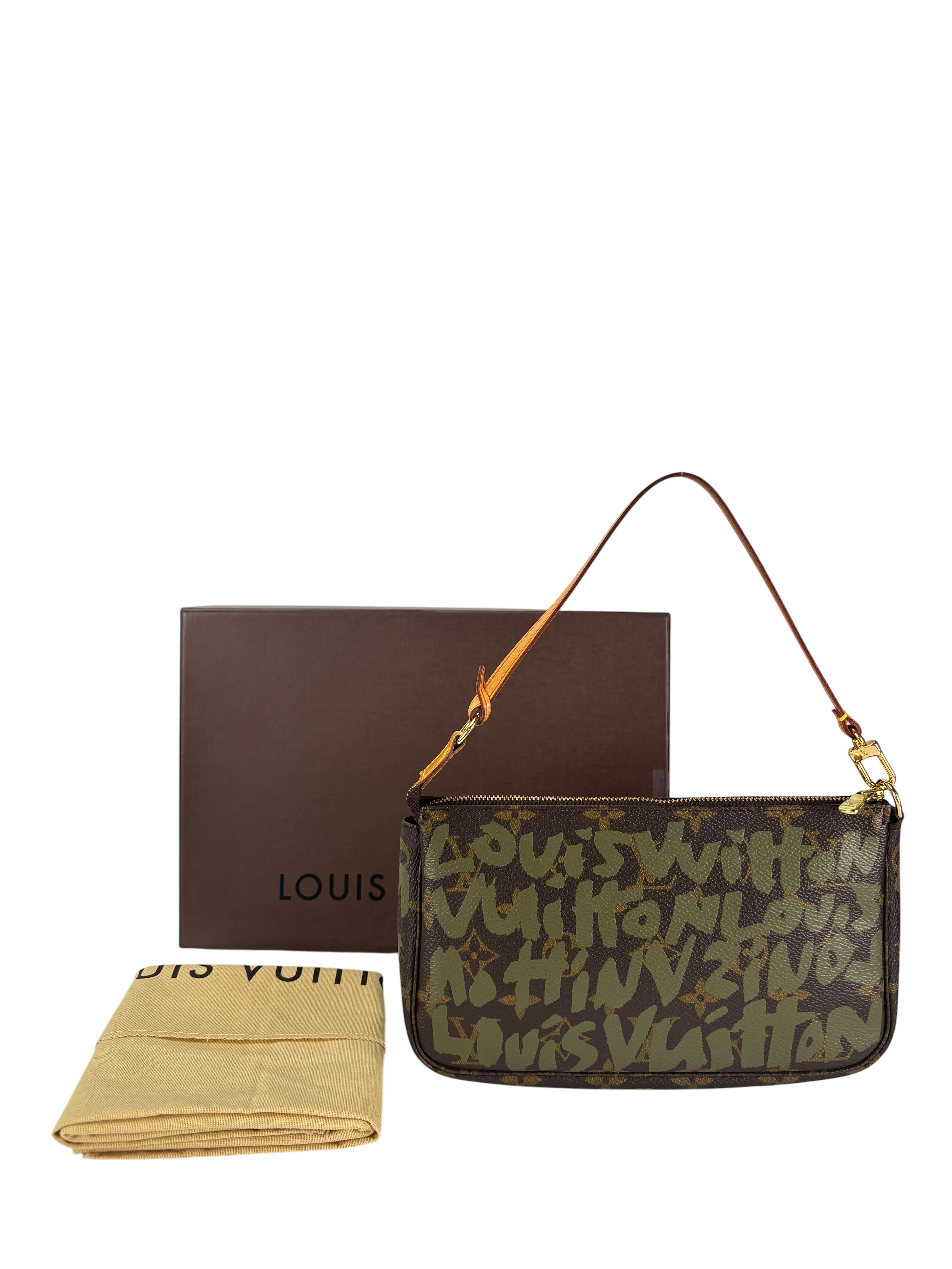 LOUIS VUITTON - Green Stephen Sprouse 2001 Pochette Accessoires Clutch Bag