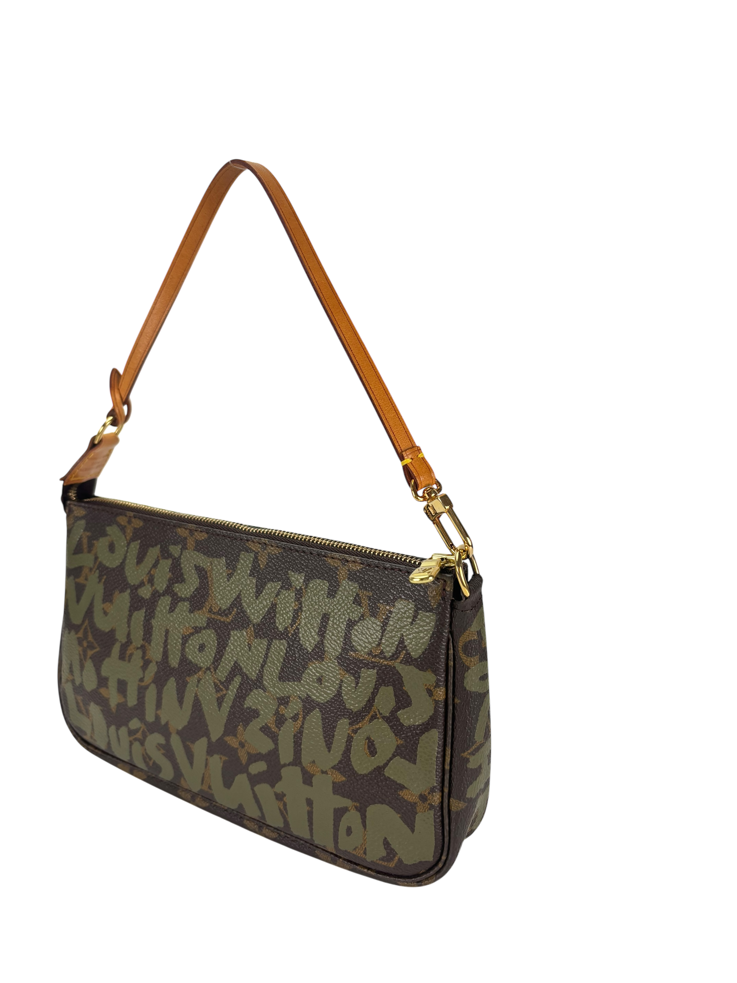 LOUIS VUITTON - Green Stephen Sprouse 2001 Pochette Accessoires Clutch Bag