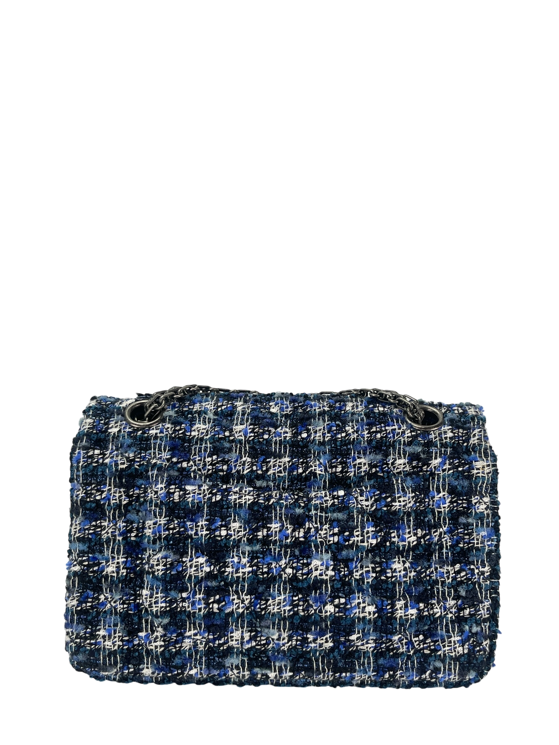 CHANEL - Mini 2.55 Reissue Flap Blue White Tweed Ruthenium Hardware