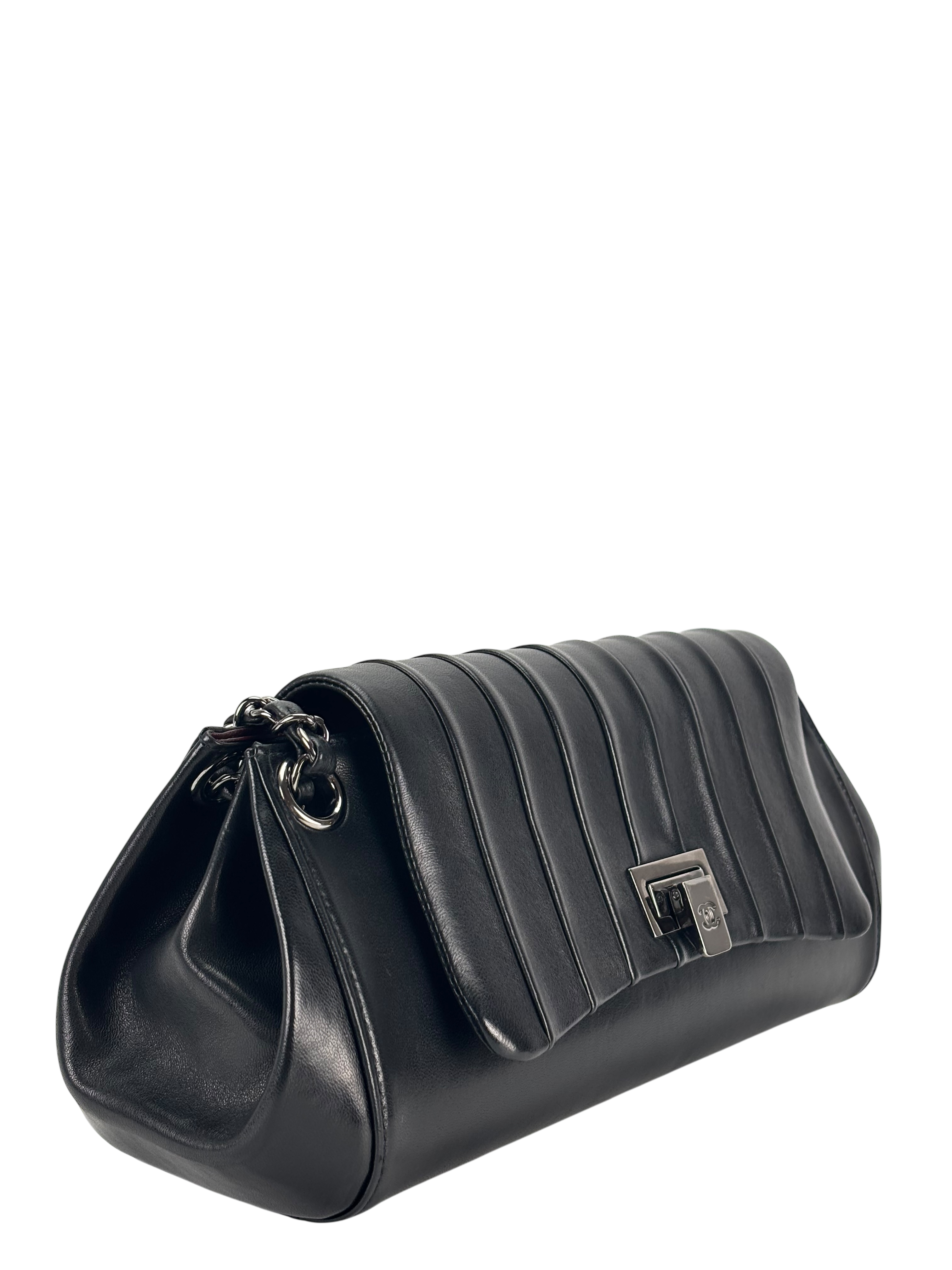 CHANEL - Vertical Quilt Lambskin Small Accordion Flap Black