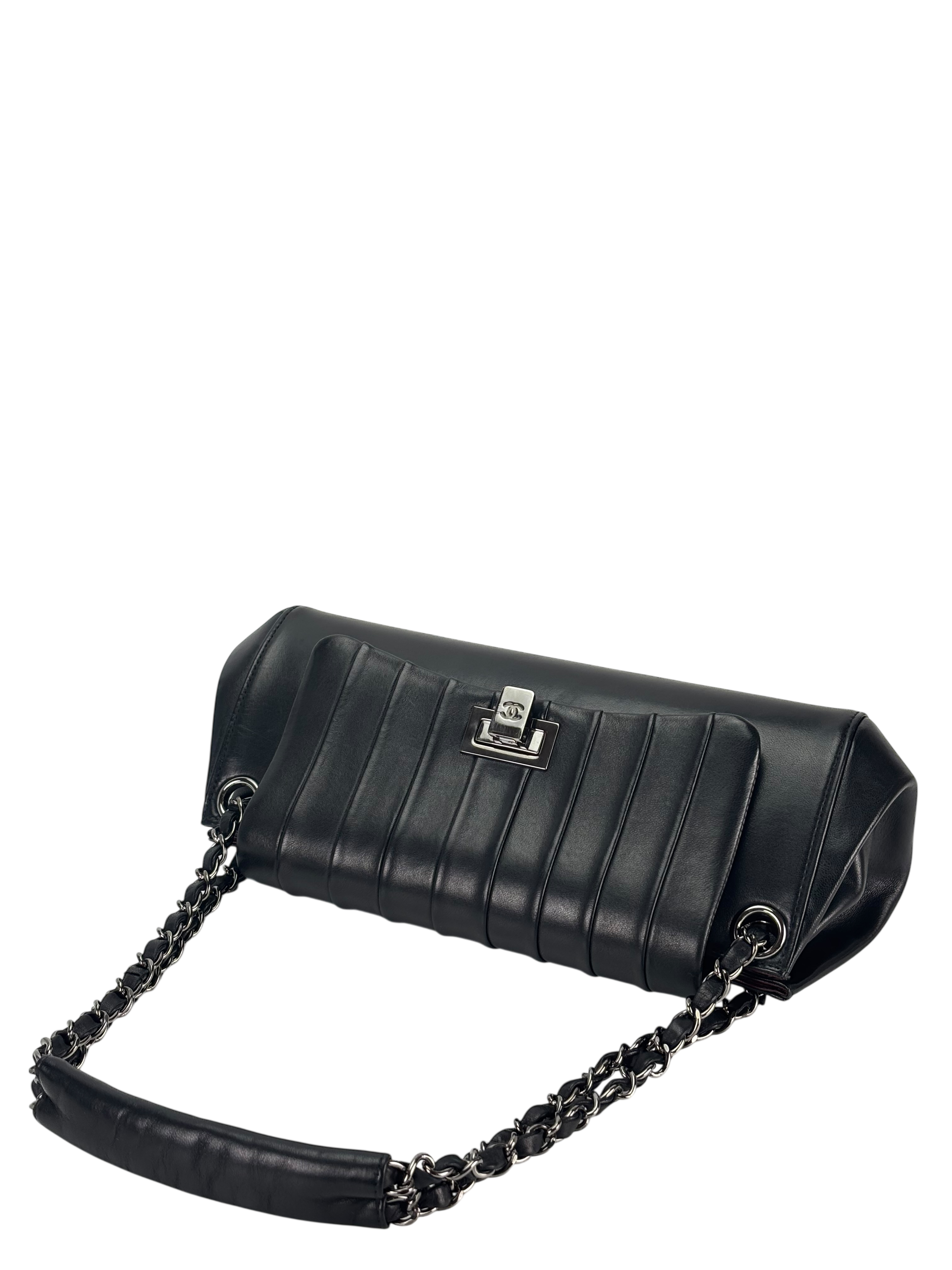 CHANEL - Vertical Quilt Lambskin Small Accordion Flap Black