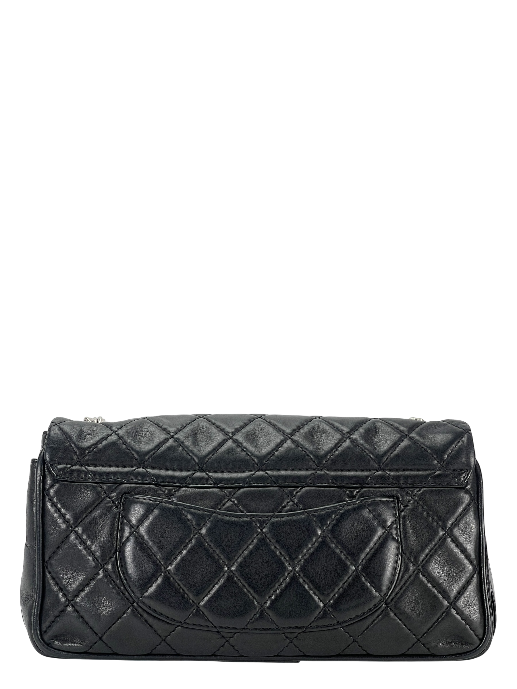 CHANEL - Lambskin Quilted Medium Icons Secret Label Flap Black