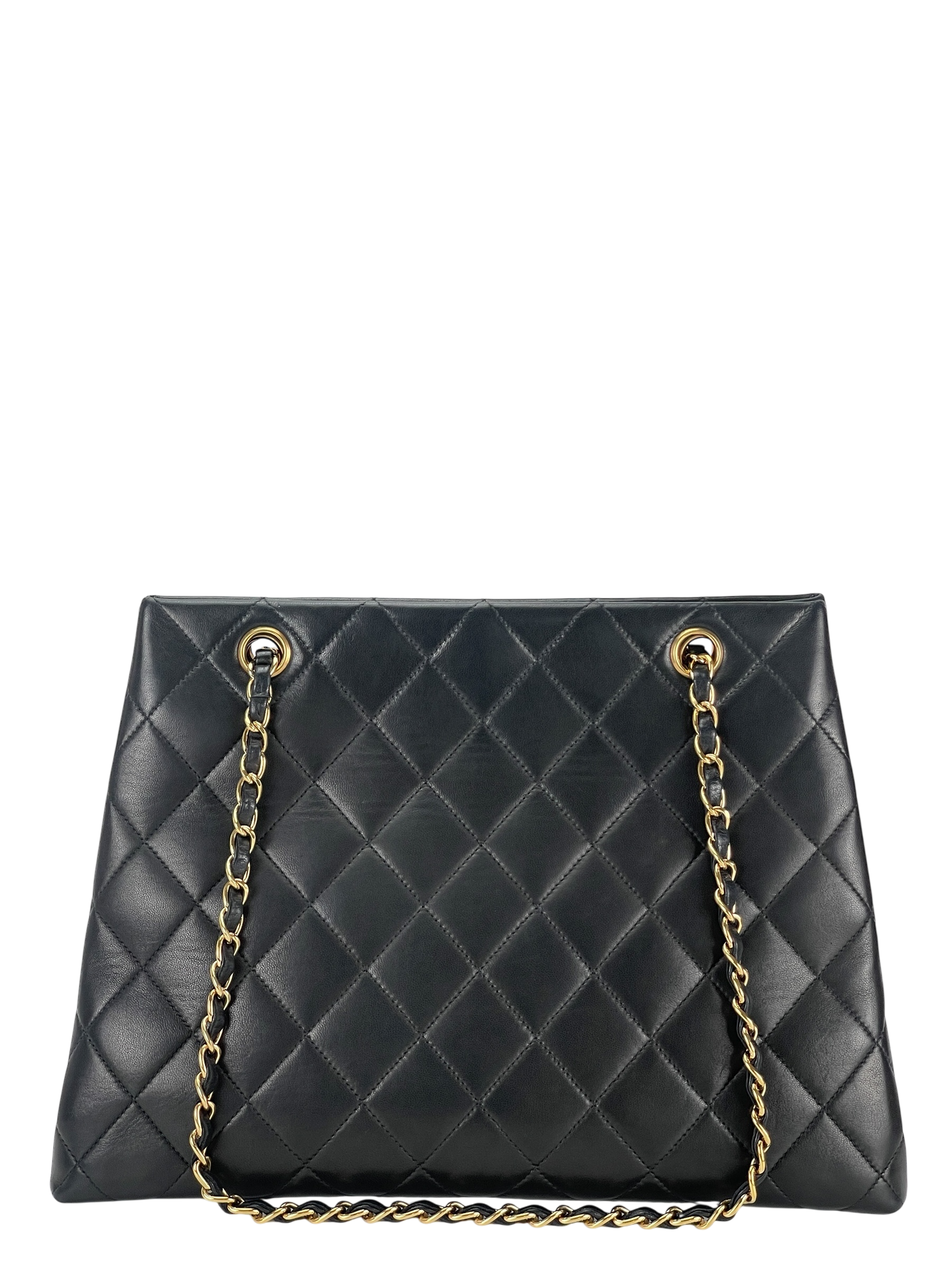 CHANEL - Black Quilted Leather Tote Shoulder Bag