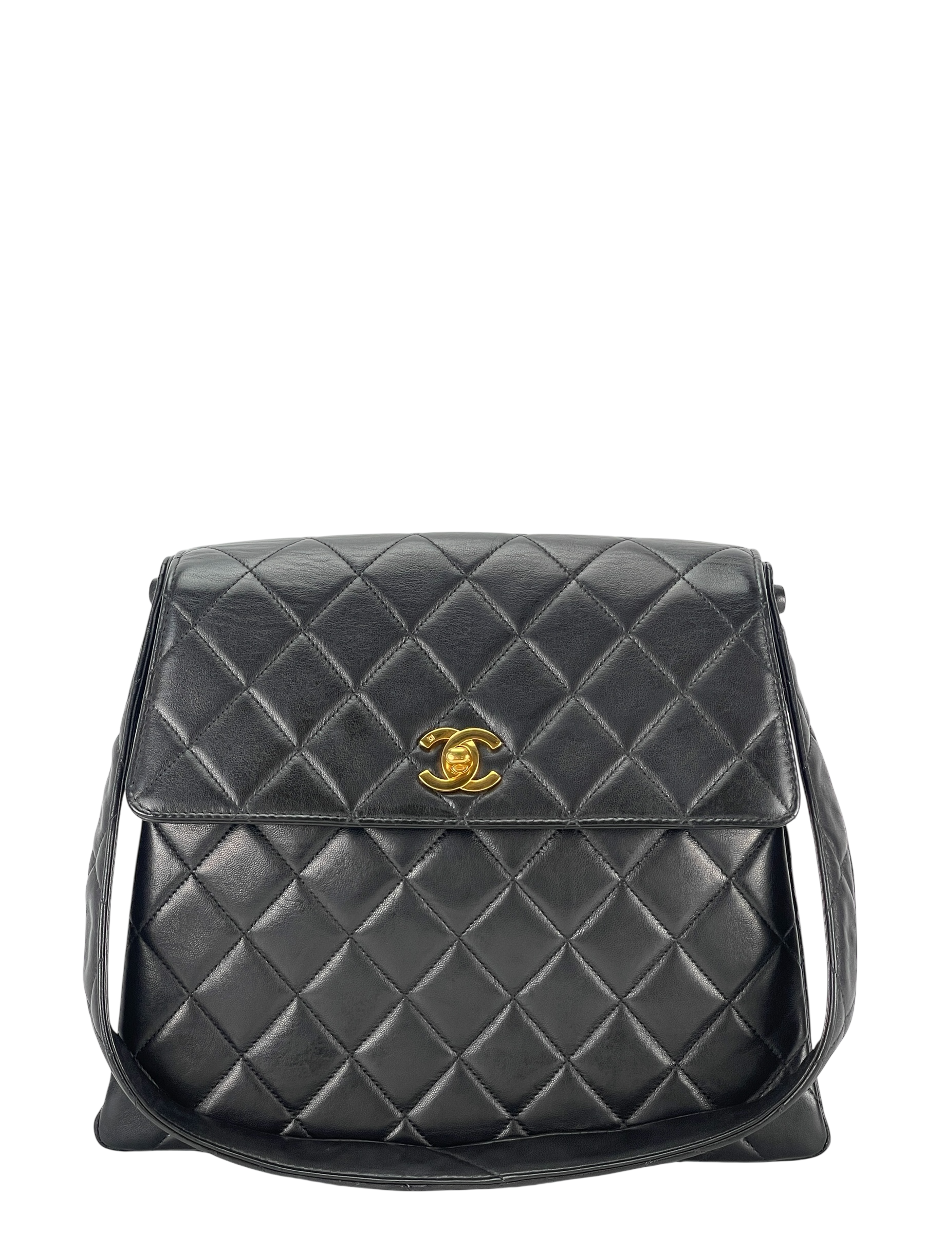 CHANEL - Black Lambskin Diana Shoulder Bag