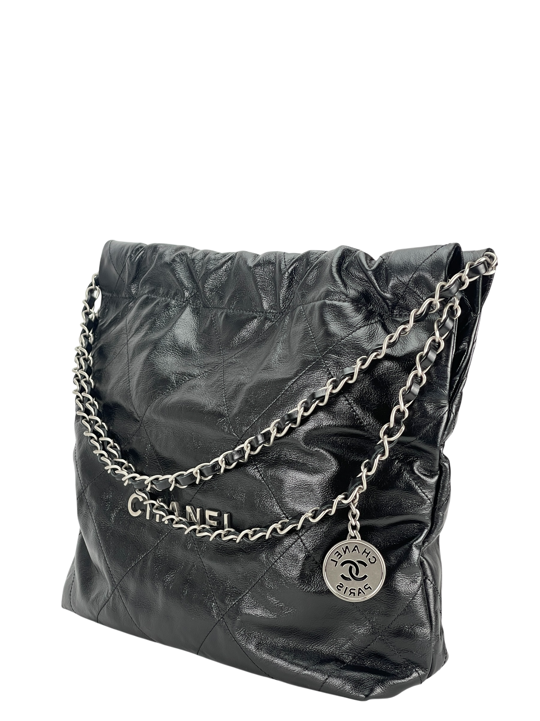 CHANEL - 22 Small Bag Black Lambskin Gold Hardware