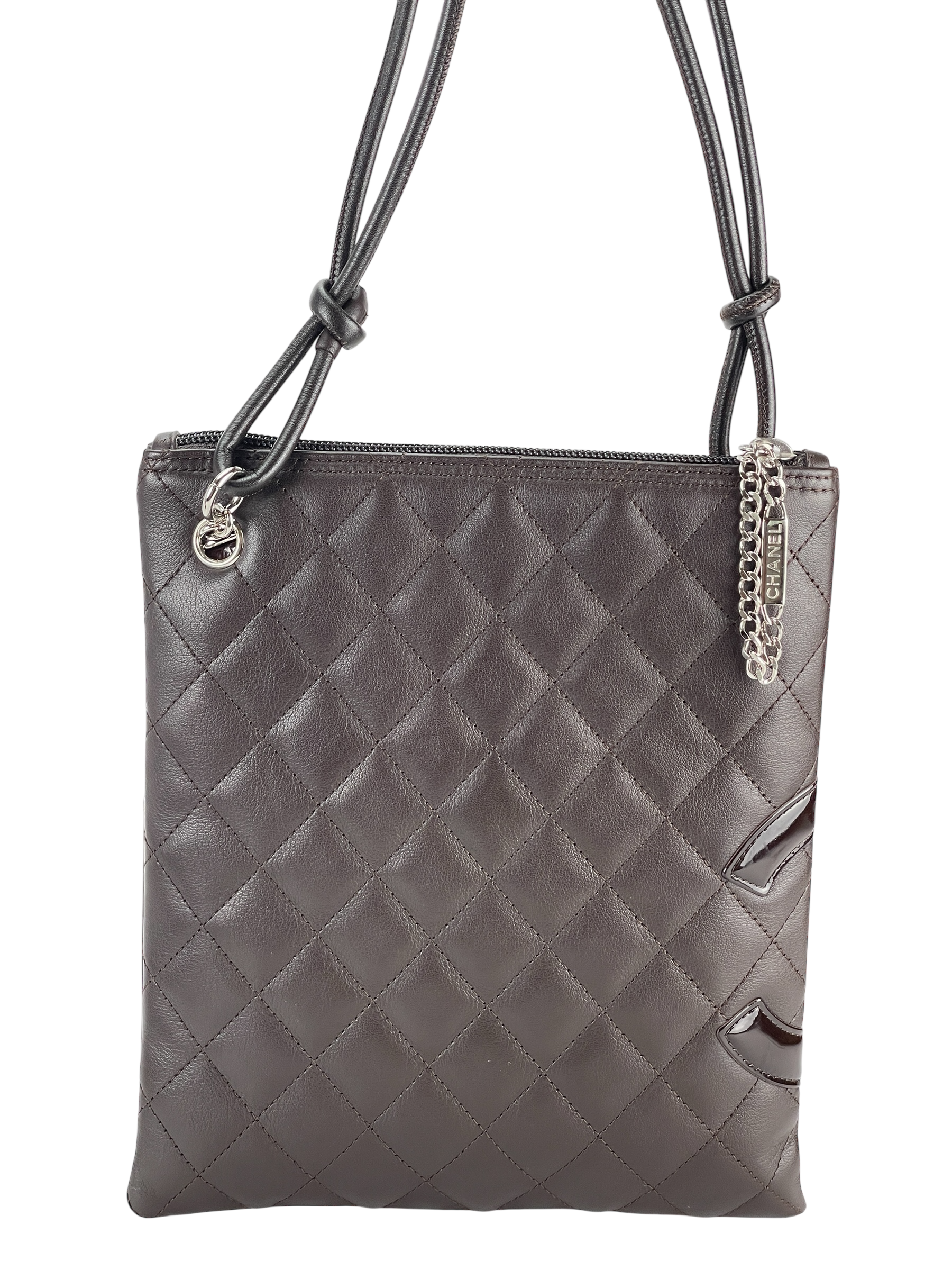 CHANEL - Brown Calfskin Quilted Cambon Flat Messenger Bag 