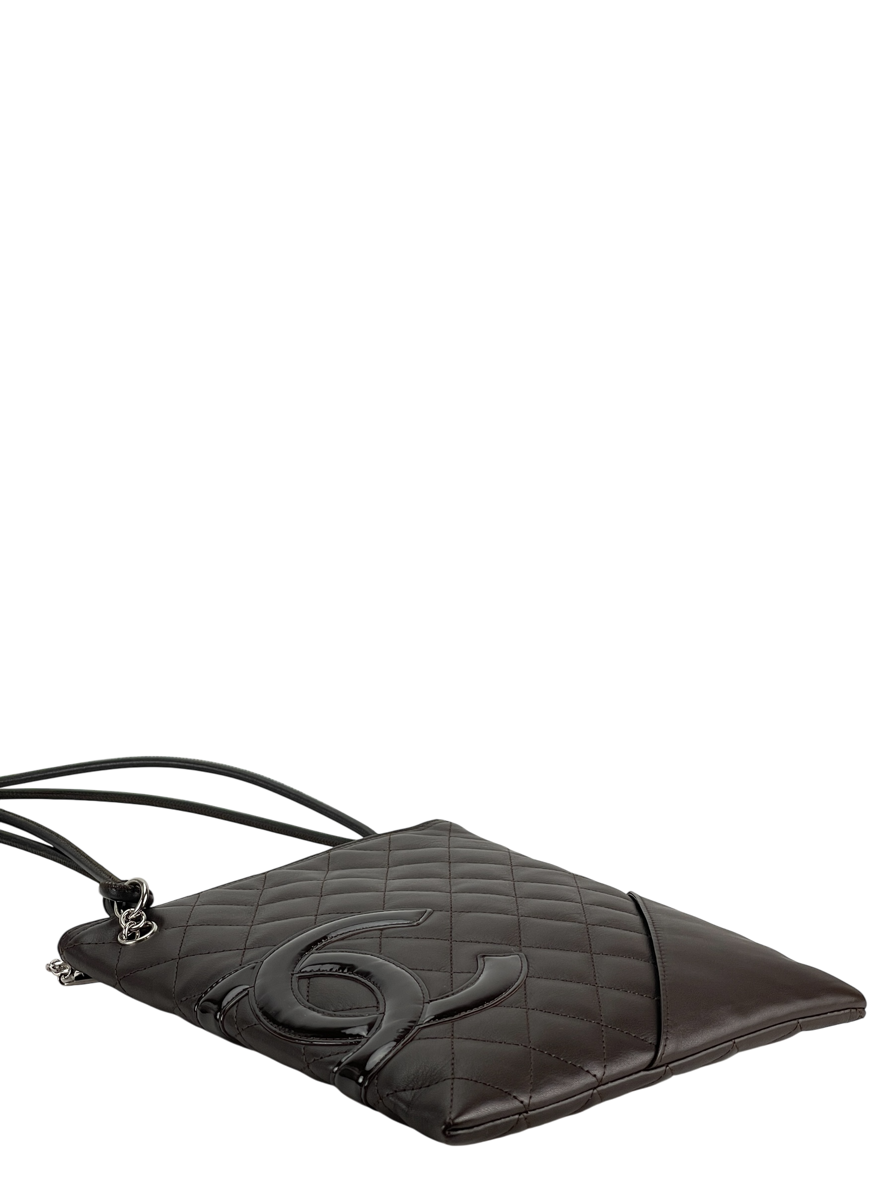 CHANEL - Brown Calfskin Quilted Cambon Flat Messenger Bag 