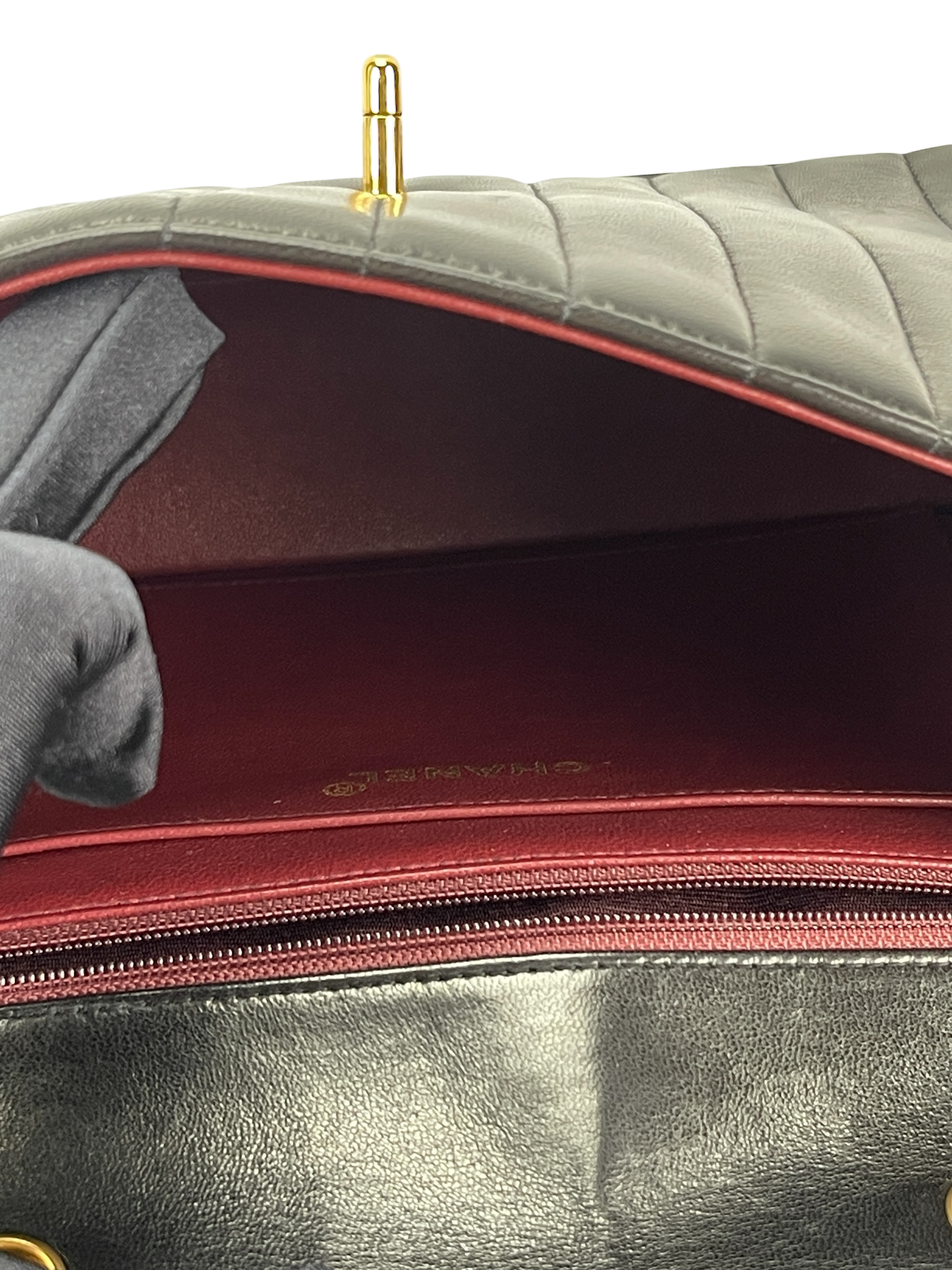 CHANEL - Lambskin Chevron Quilted Envelope Single Flap Black