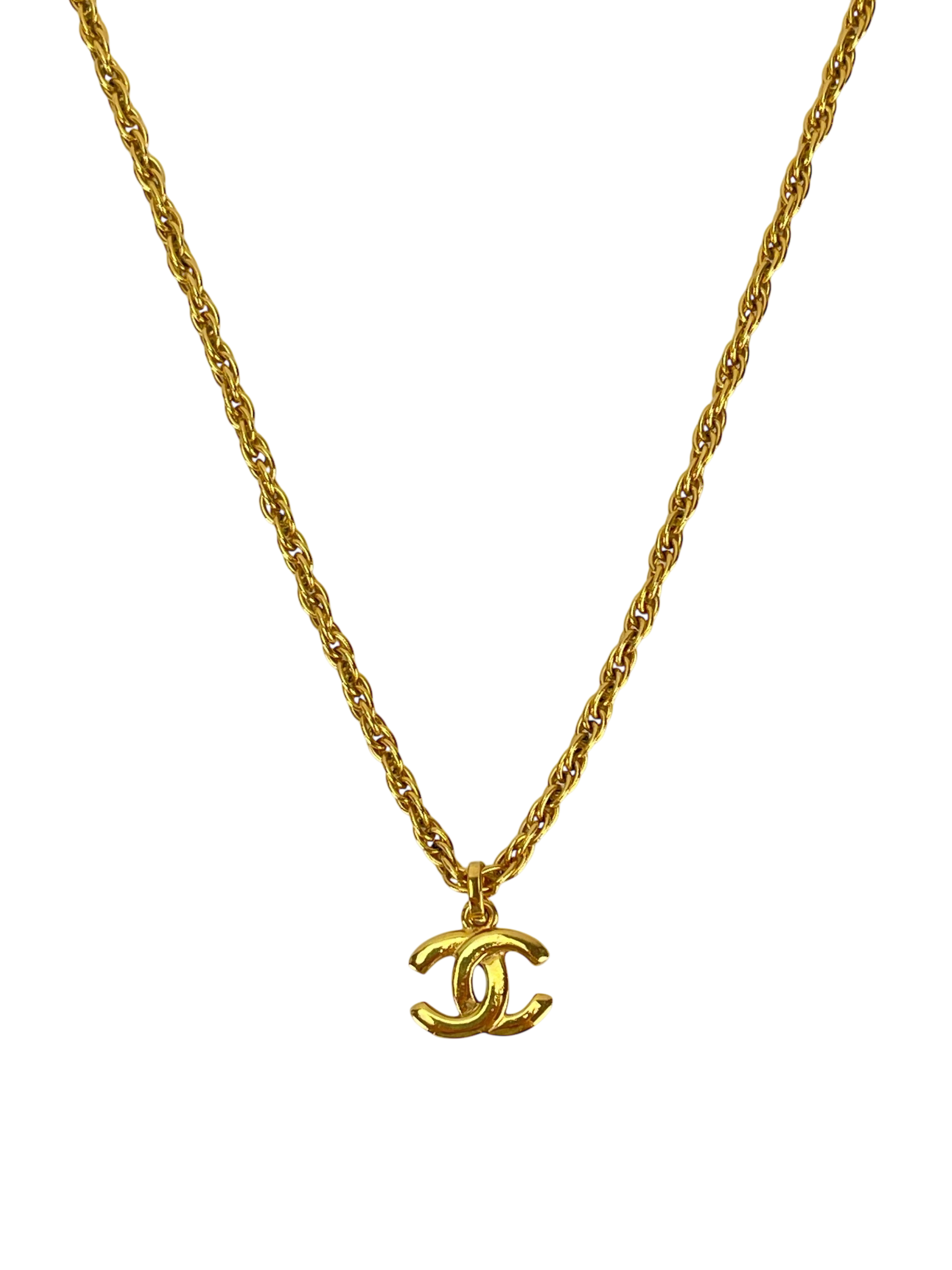 CHANEL - Gold CC logo Metal Necklace 