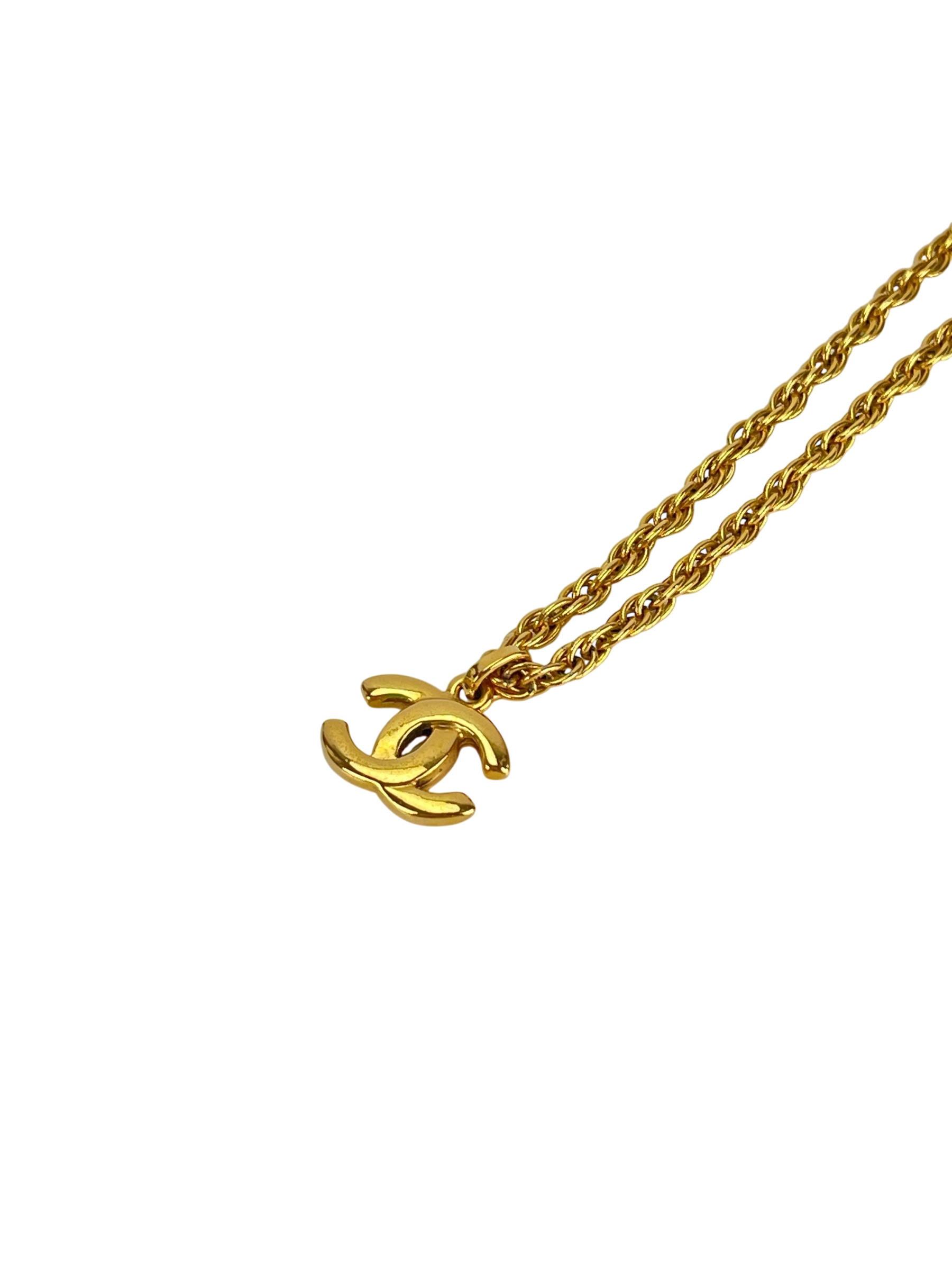 CHANEL - Gold CC logo Metal Necklace 