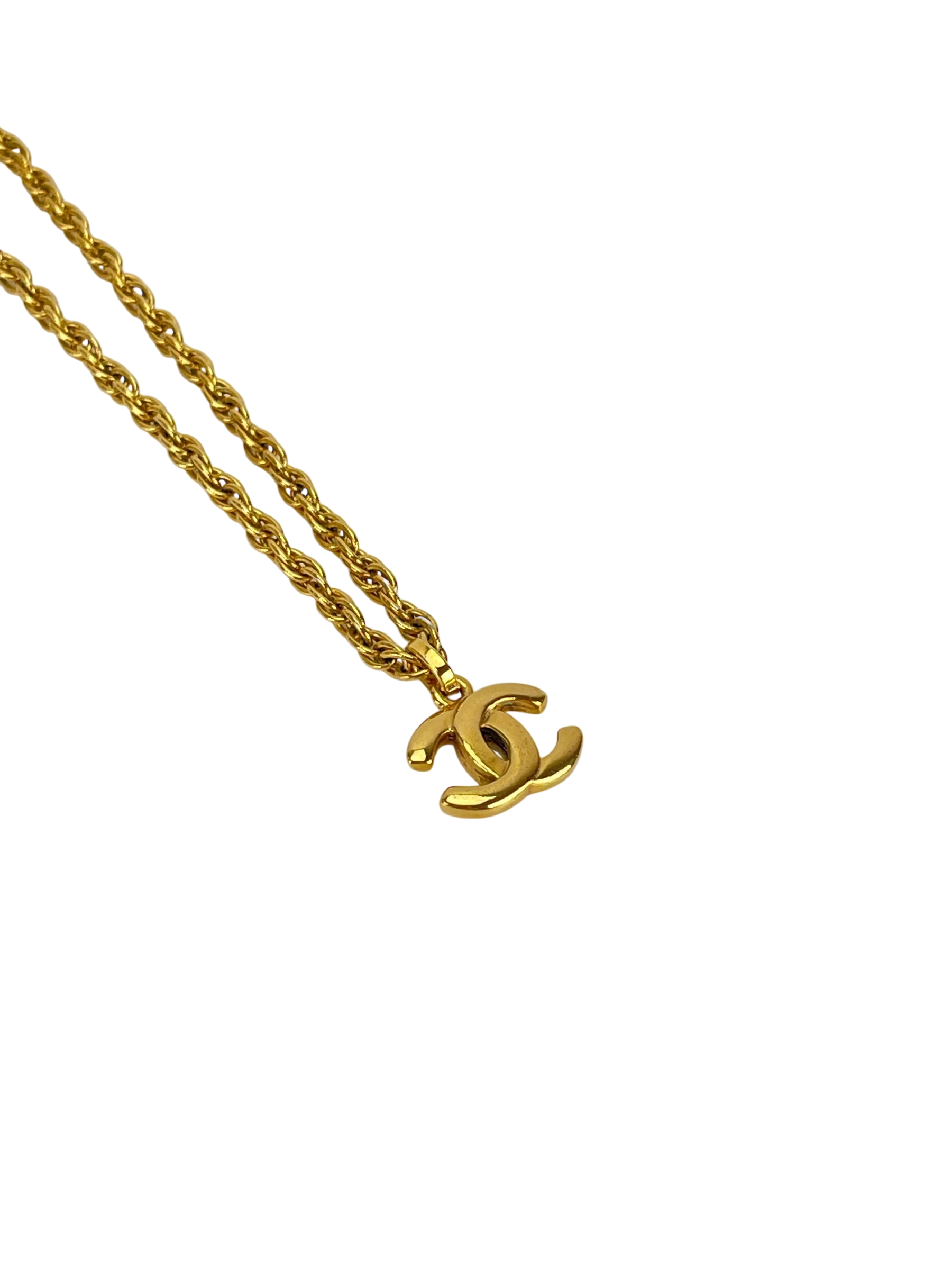 CHANEL - Gold CC logo Metal Necklace 