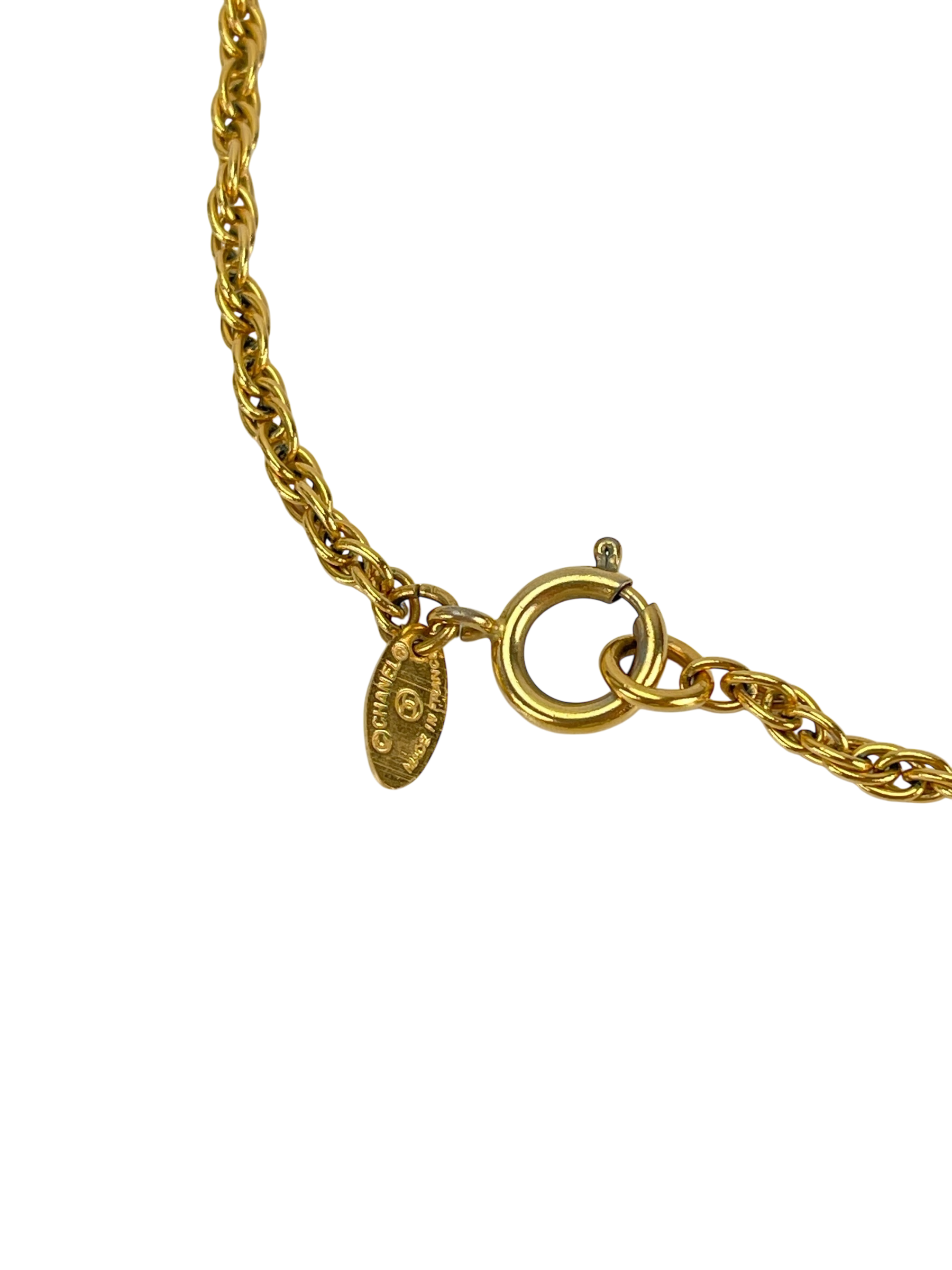 CHANEL - Gold CC logo Metal Necklace 