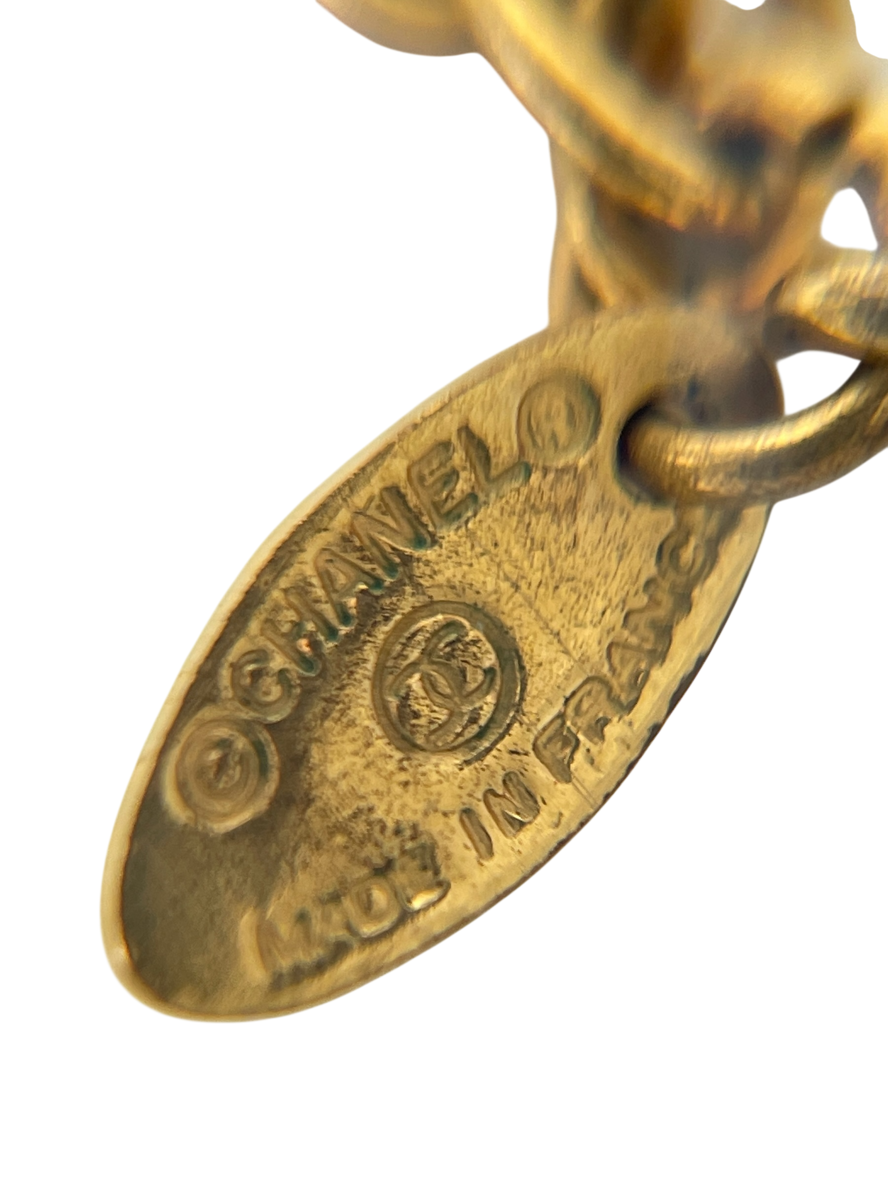 CHANEL - Gold CC logo Metal Necklace 