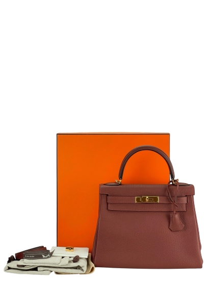 HERMES - Kelly 28 Rough H Togo 2way Shoulder Bag Gold Hardware 