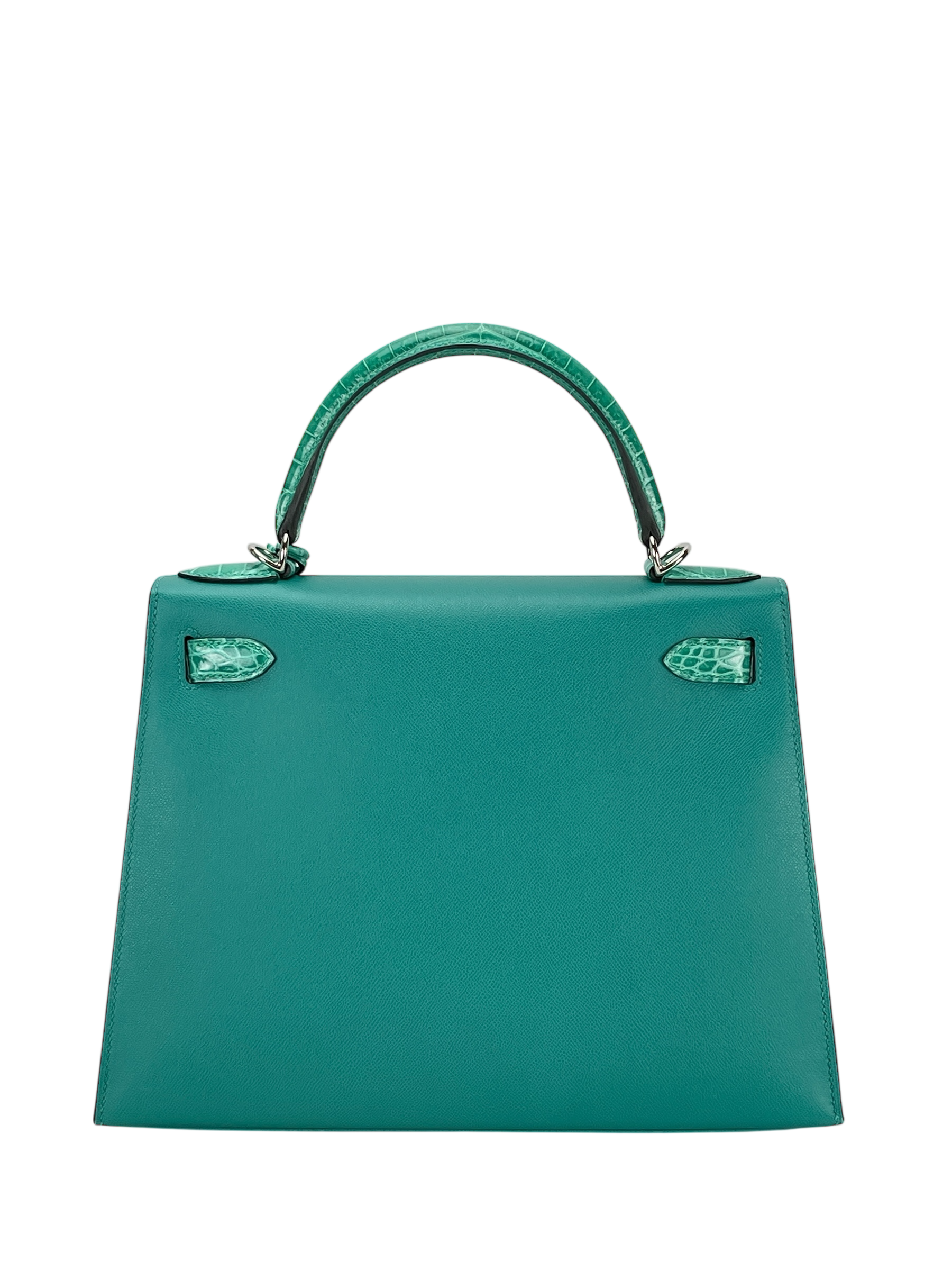 HERMES - Kelly 25 Vert Verone Madame Touch Bag Silver hardware