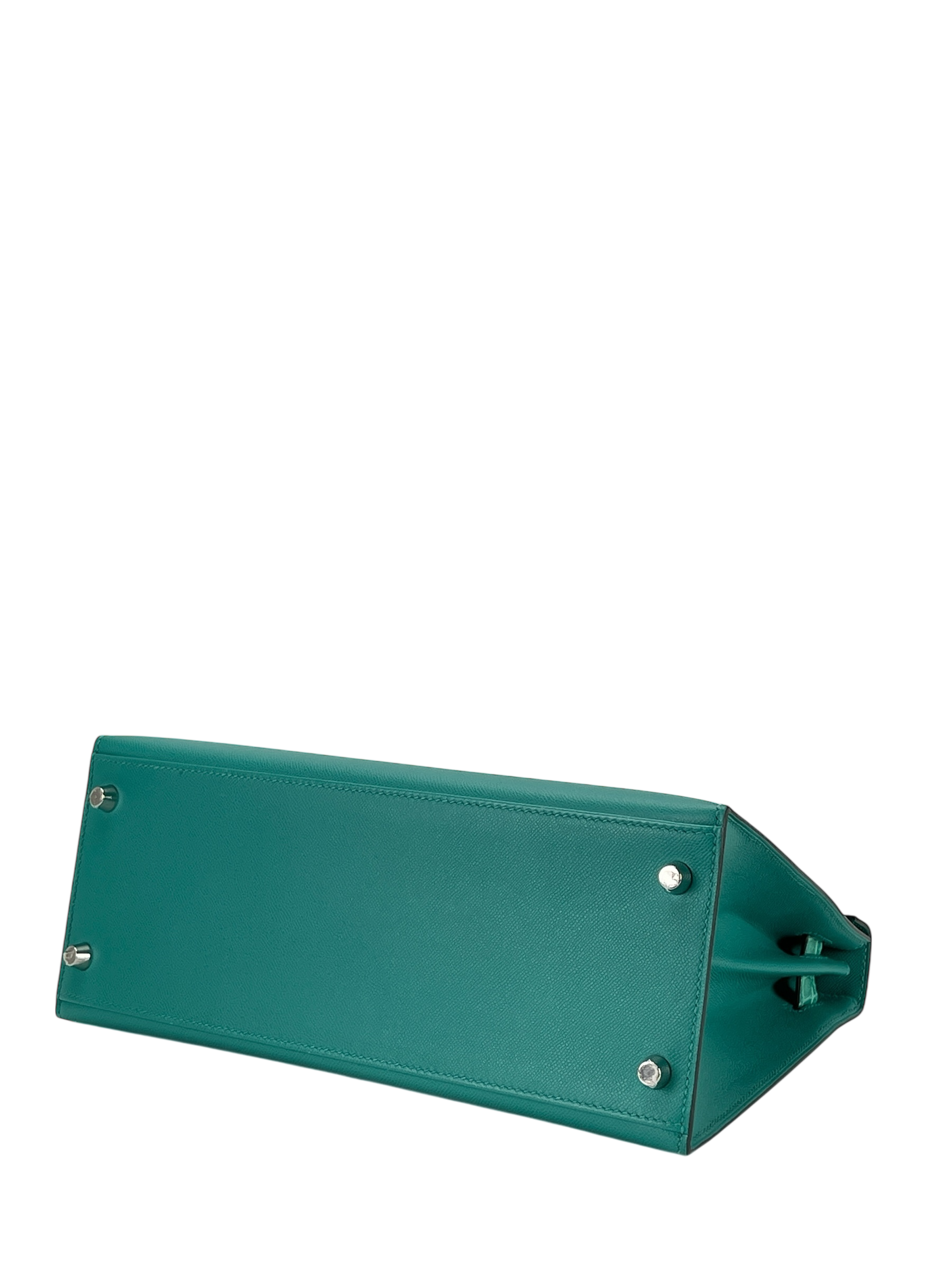 HERMES - Kelly 25 Vert Verone Madame Touch Bag Silver hardware