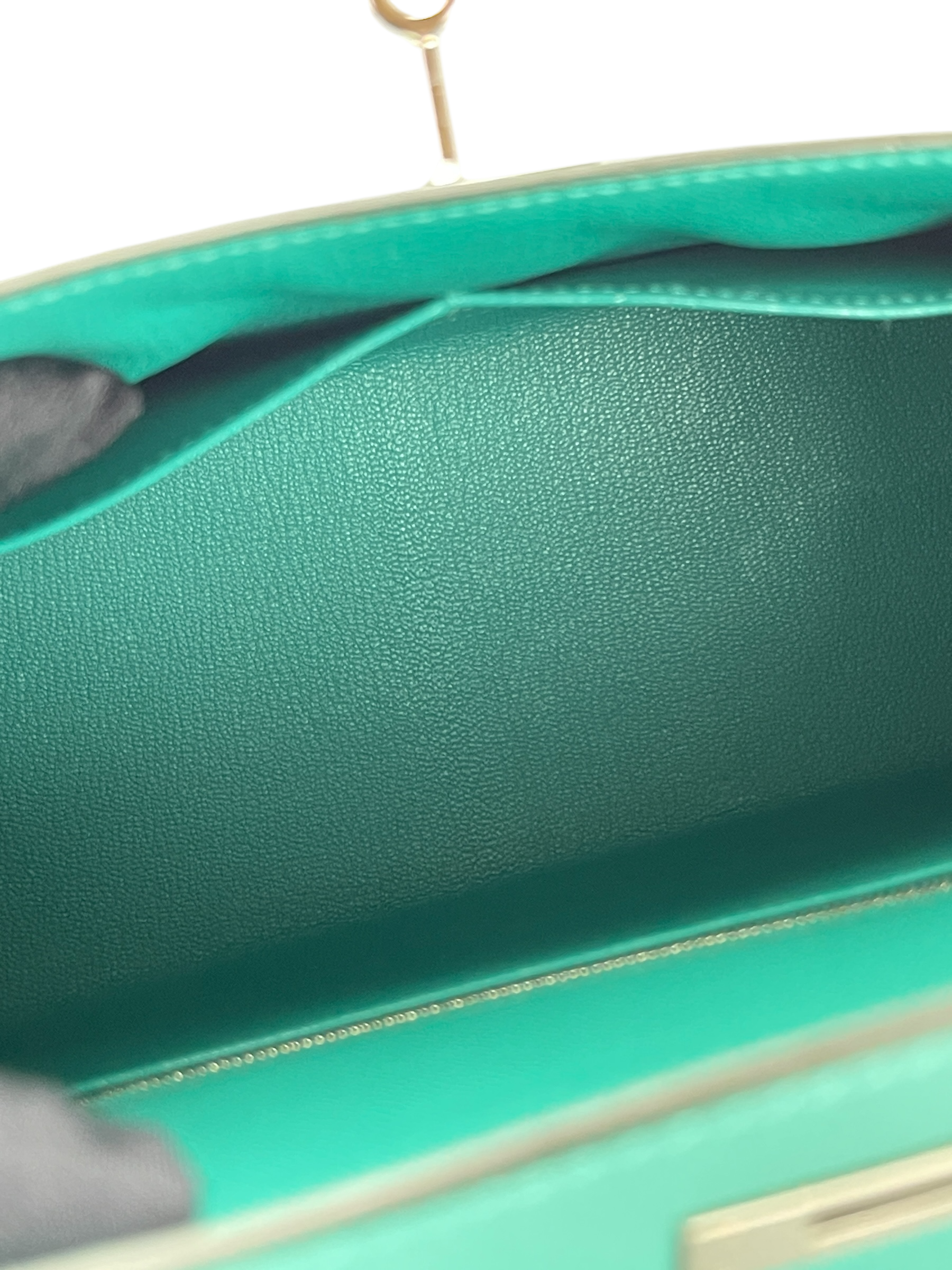 HERMES - Kelly 25 Vert Verone Madame Touch Bag Silver hardware