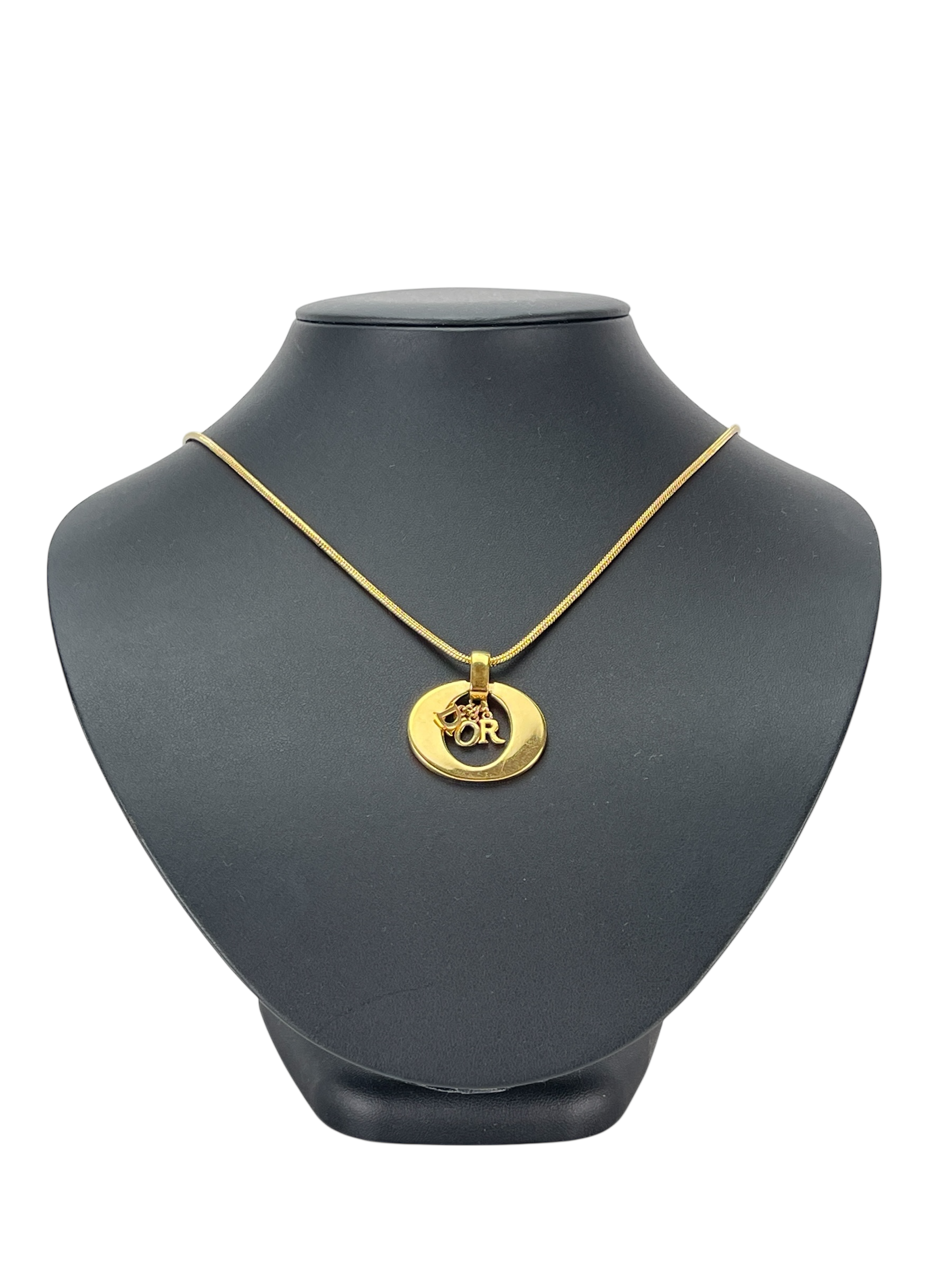 CHRISTIAN DIOR - Gold Circle Logo Necklace 