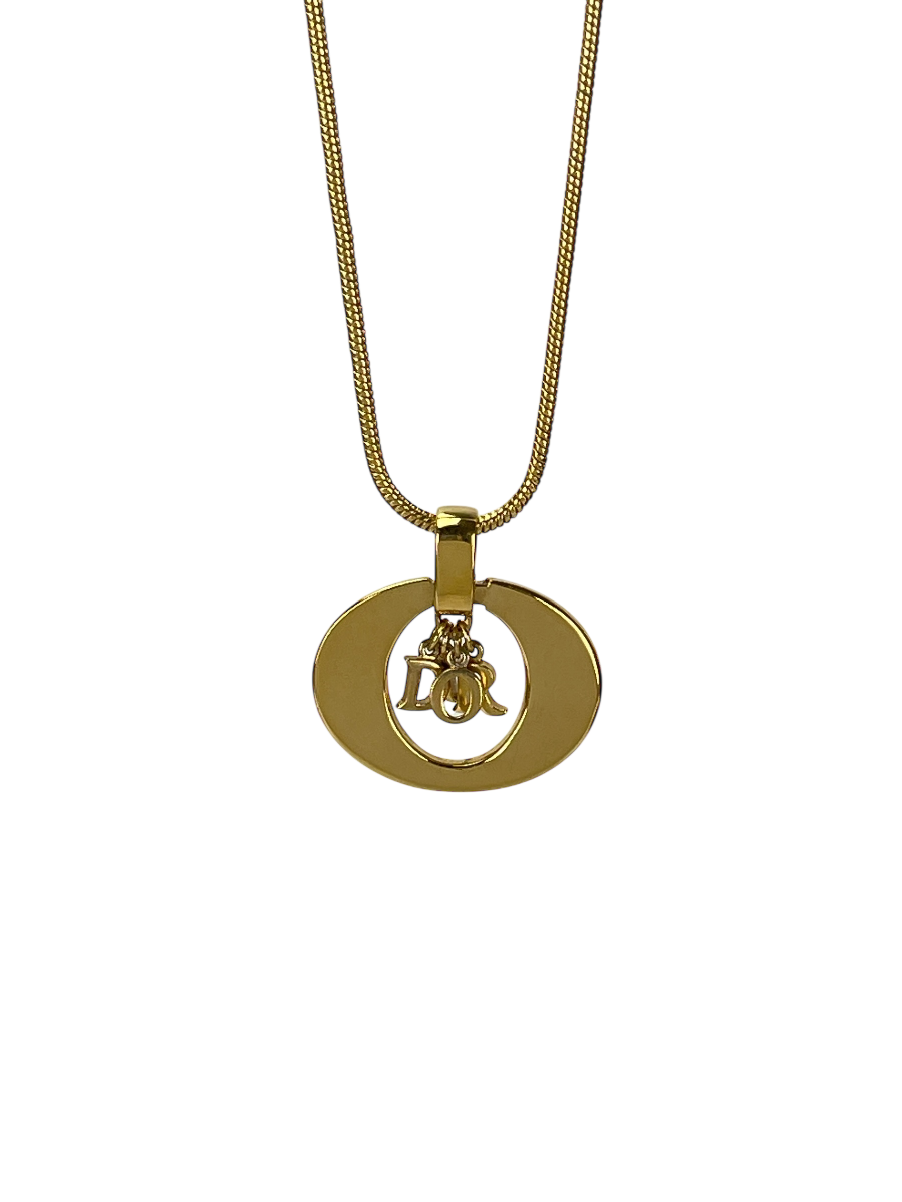 CHRISTIAN DIOR - Gold Circle Logo Necklace 