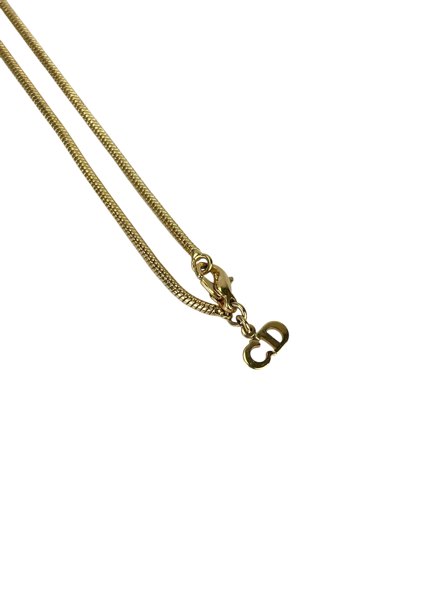 CHRISTIAN DIOR - Gold Circle Logo Necklace 