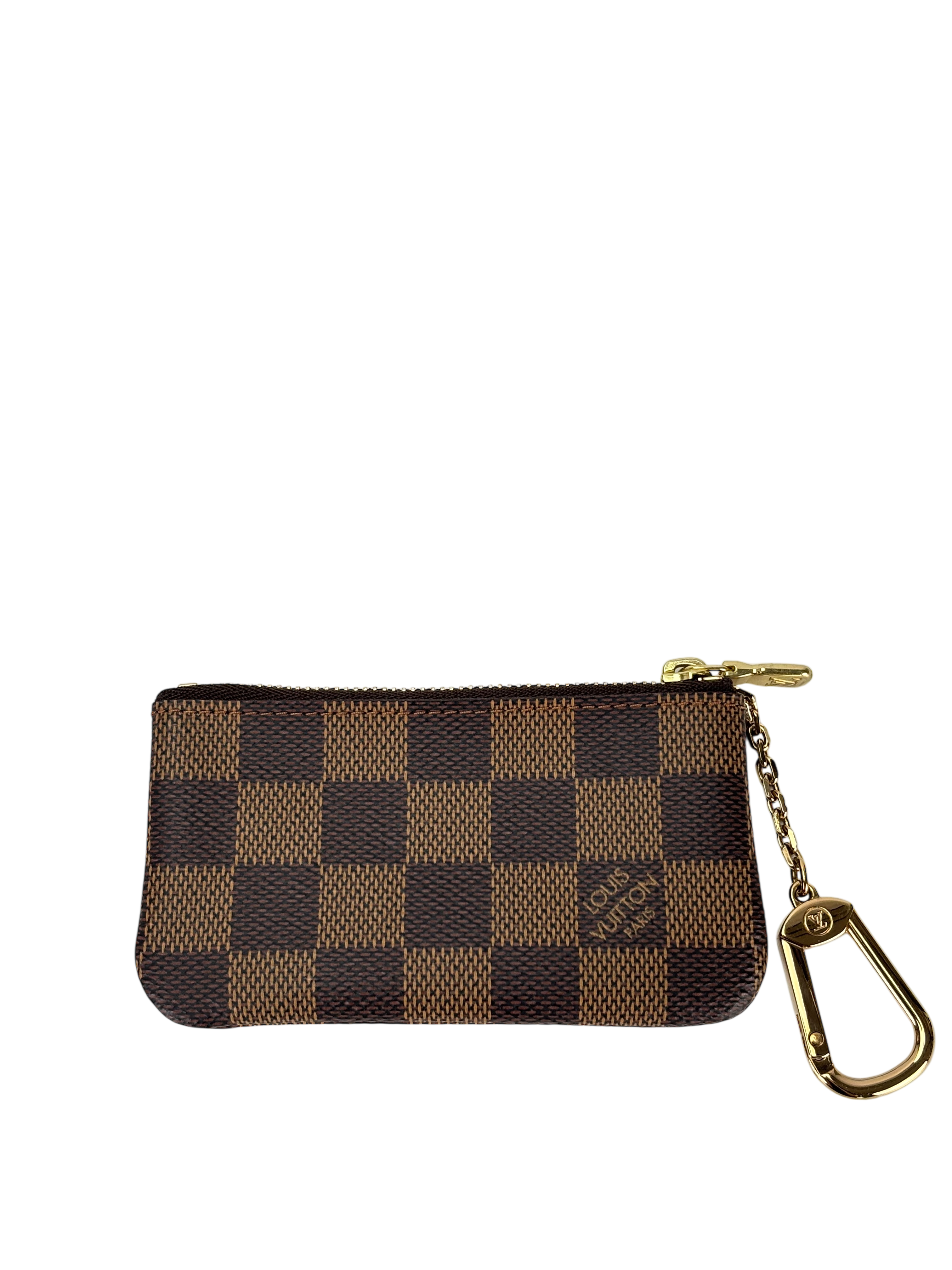 LOUIS VUITTON - Brown Canvas Damier Ebene Key Pouch