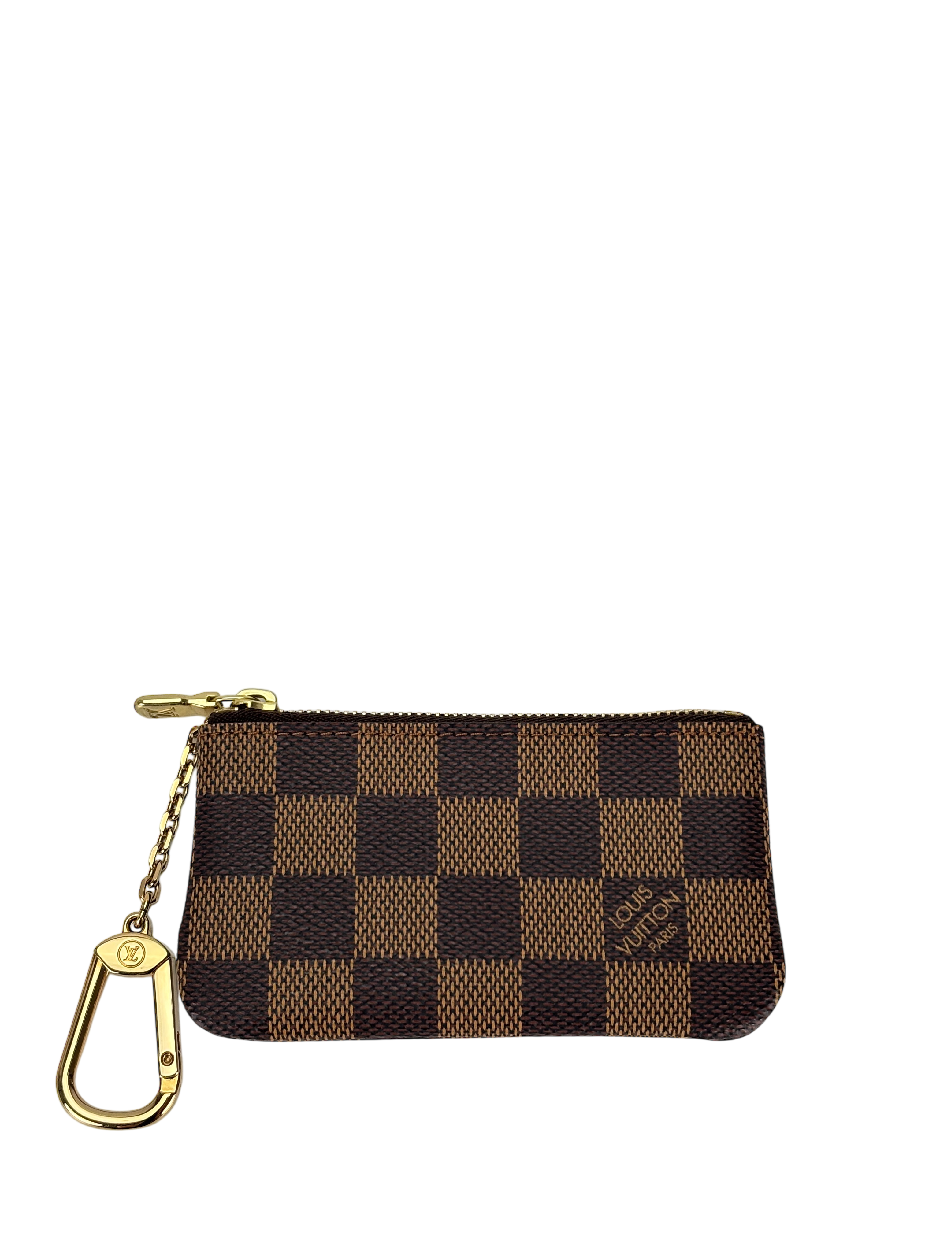 LOUIS VUITTON - Brown Canvas Damier Ebene Key Pouch