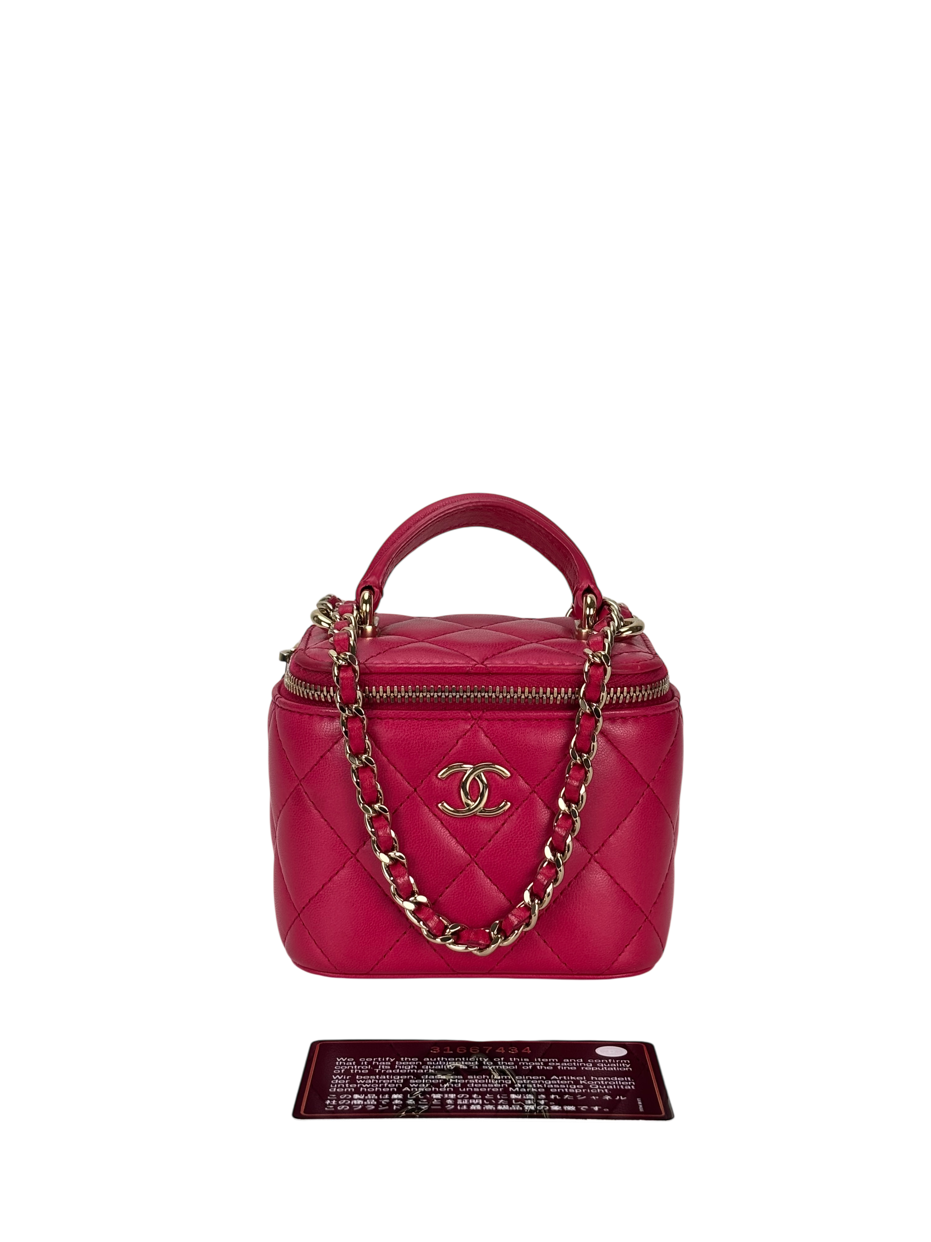 CHANEL - 24C Pink Small CC Vanity Case Chain Bag