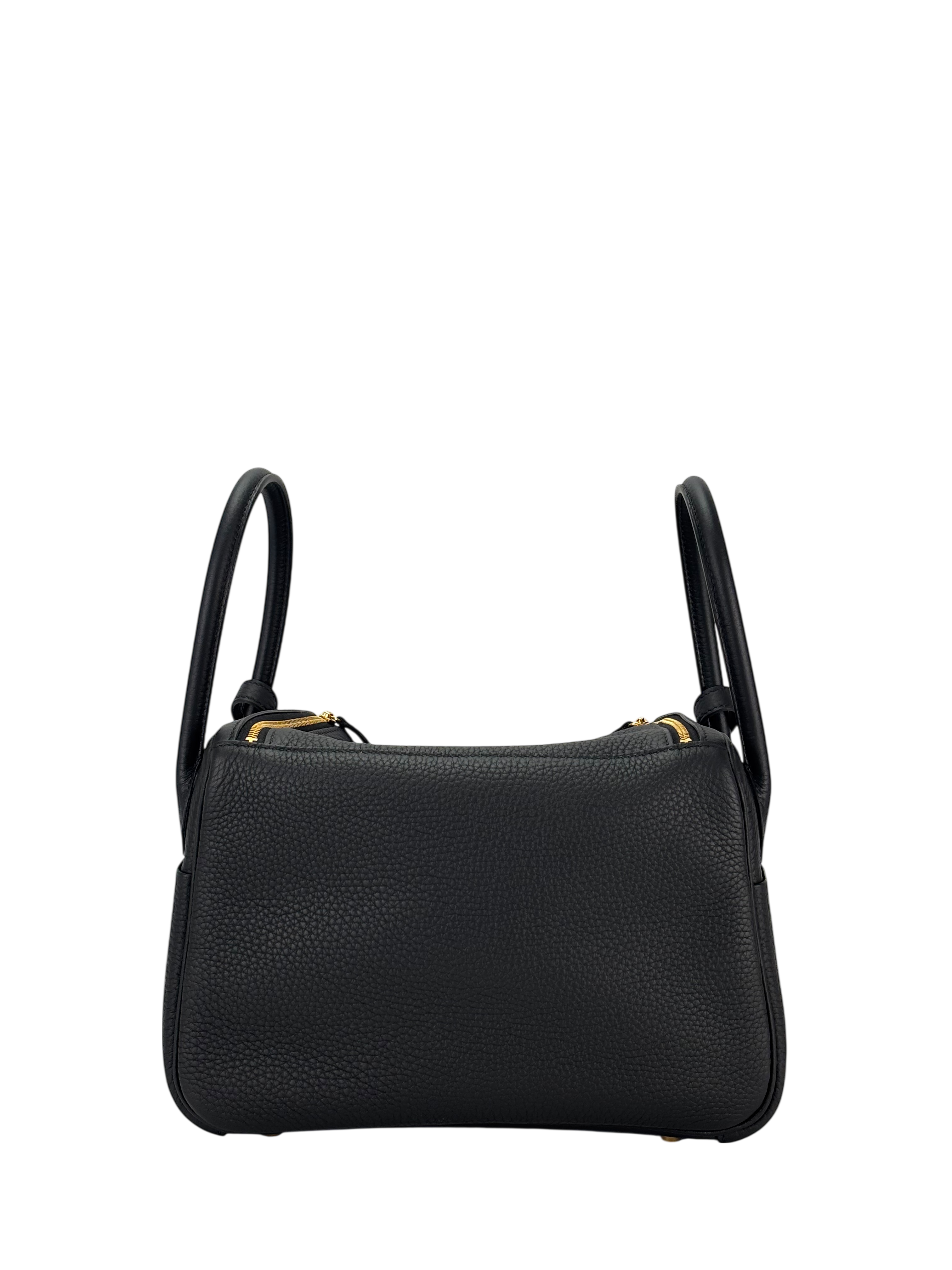 HERMES - Lindy 26 Black Clemence Gold Hardware