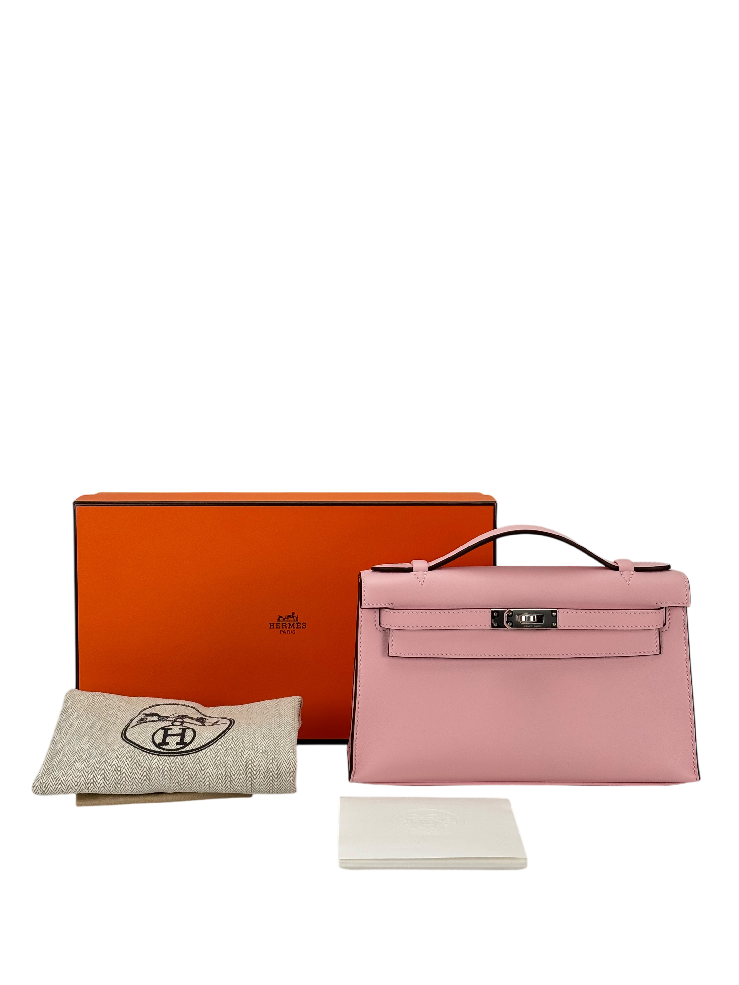 HERMES - Mini Kelly 2 Rose Sakura Swift Palladium Hardware